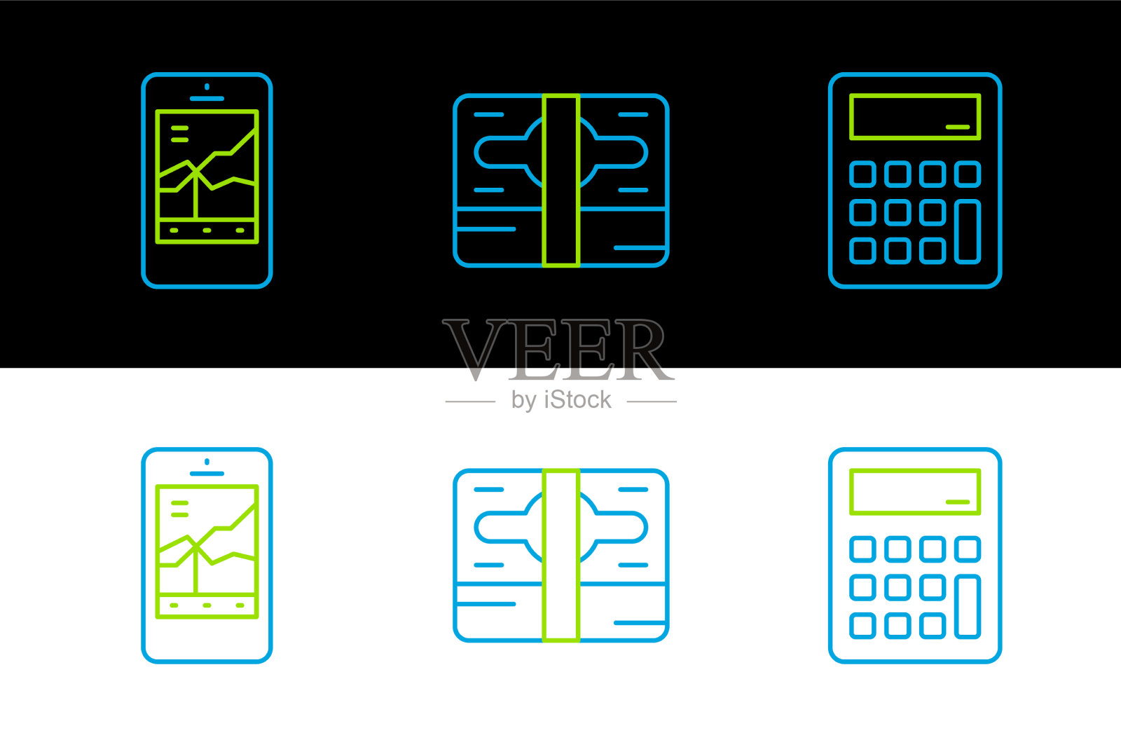 设置行计算器和移动股票交易图标素材