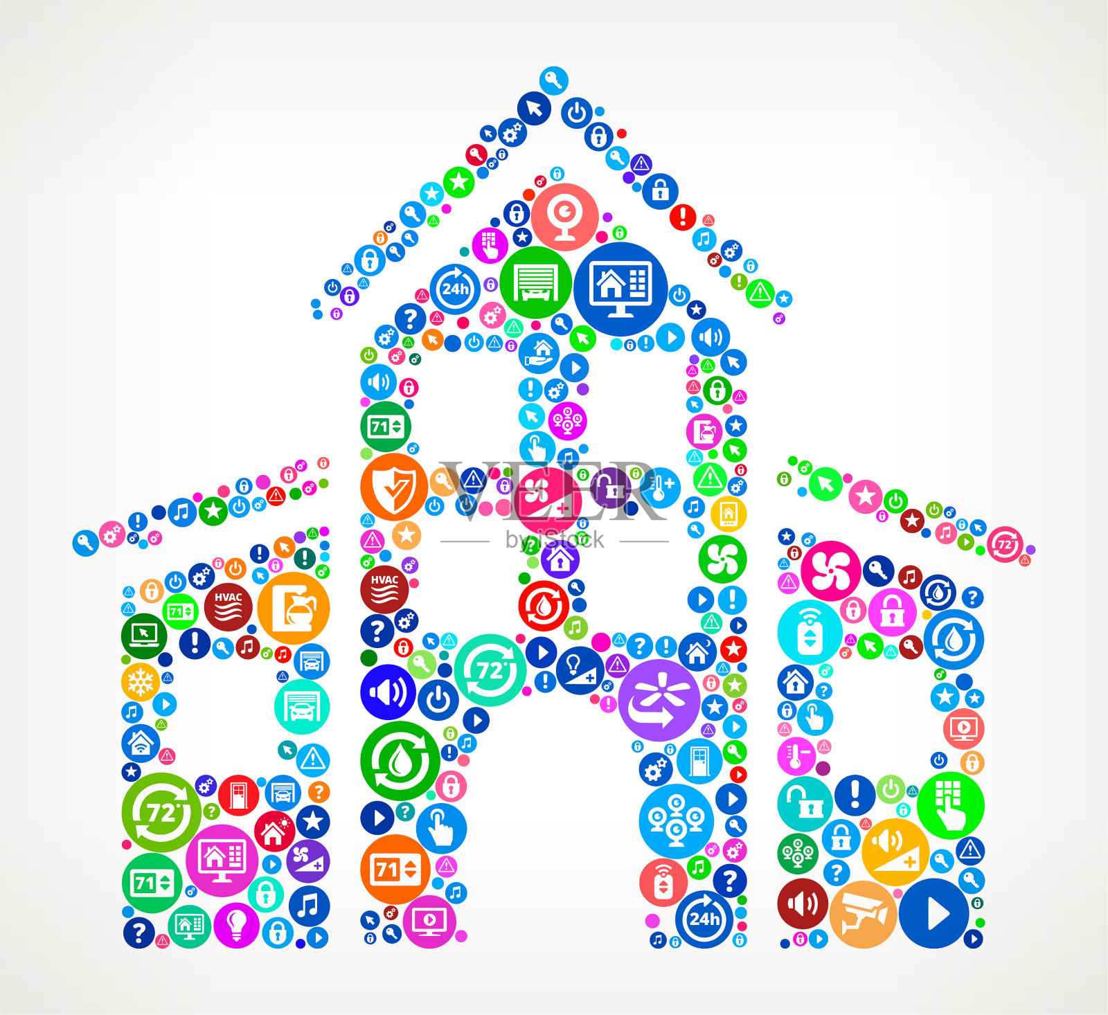 学校建筑家居自动化技术图标图案插画图片素材