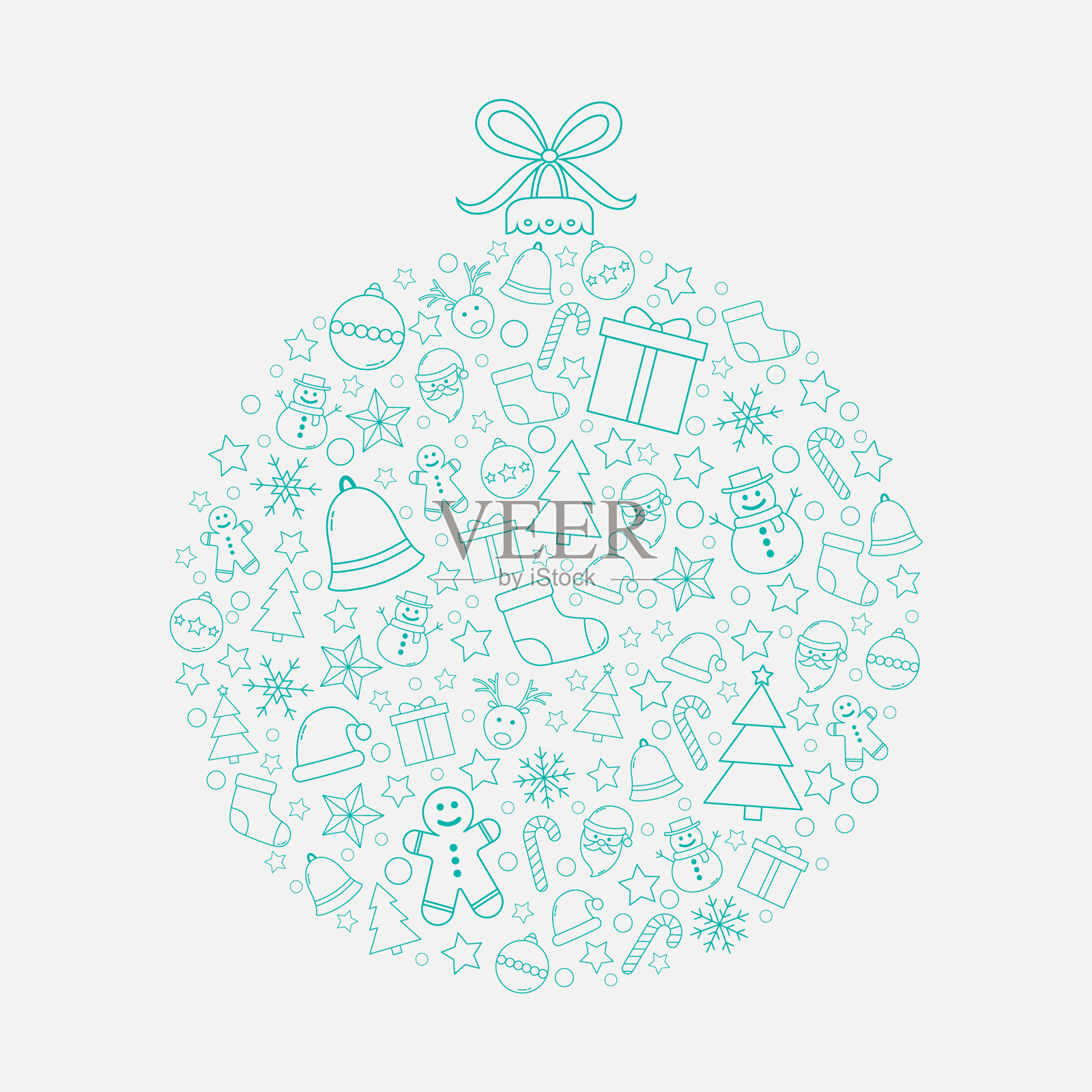 由节日装饰品制成的漂亮的圣诞小玩意。向量插画图片素材