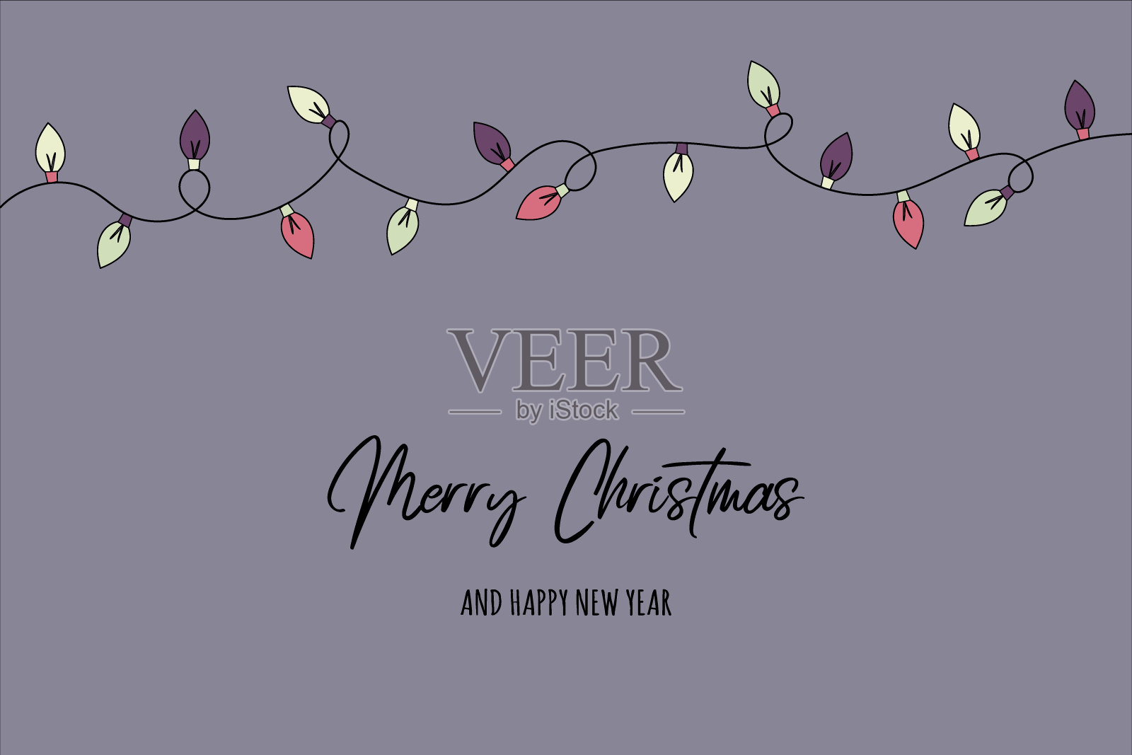 带灯的圣诞贺卡。圣诞节的设计。向量设计模板素材