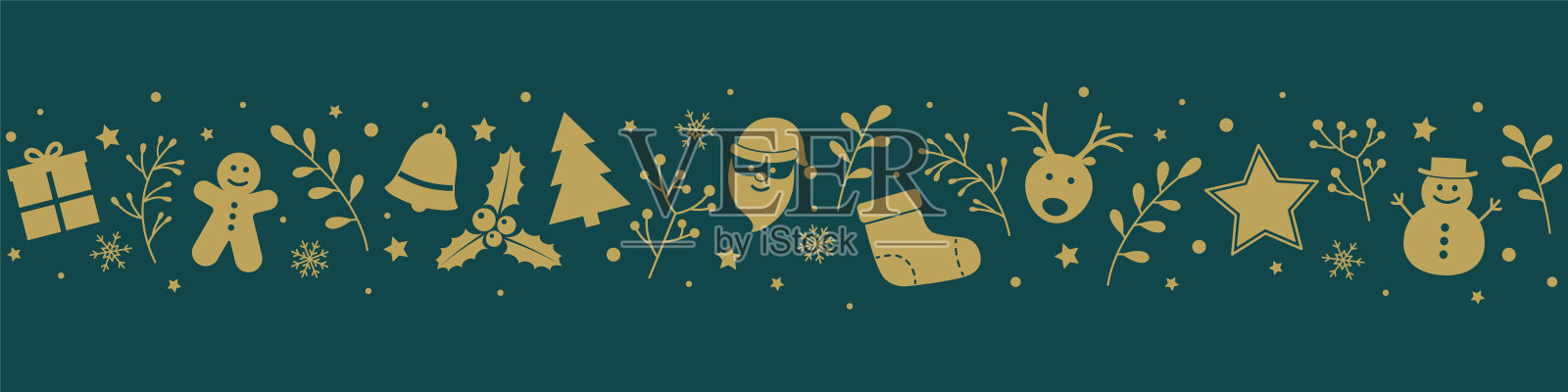 带有图标的圣诞横幅。圣诞装饰。向量插画图片素材