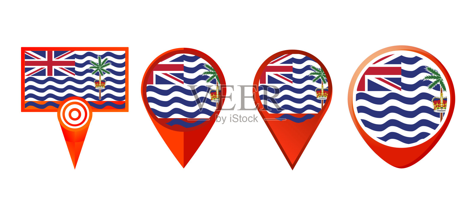 英国印度洋领土旗帜图标。Web图标设置。图标集合平面。简单的矢量插图。插画图片素材