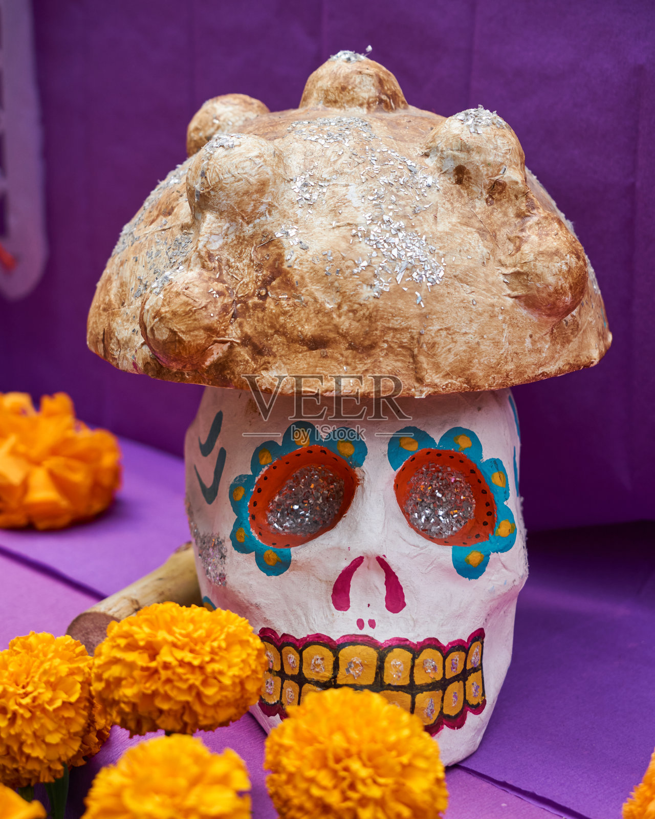 墨西哥中部的亡灵节祭品照片摄影图片