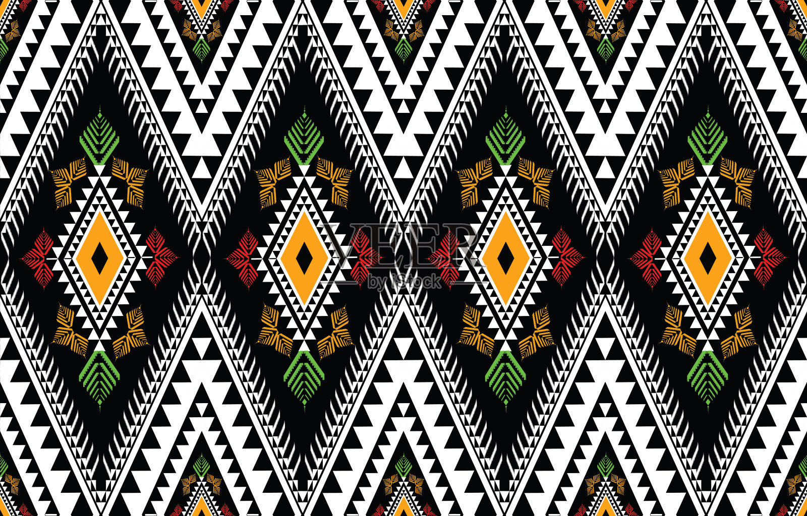 民族几何美国，西方，阿兹特克motif，刺绣图案风格。矢量无缝的传统图案或部落纺织品。插画图片素材