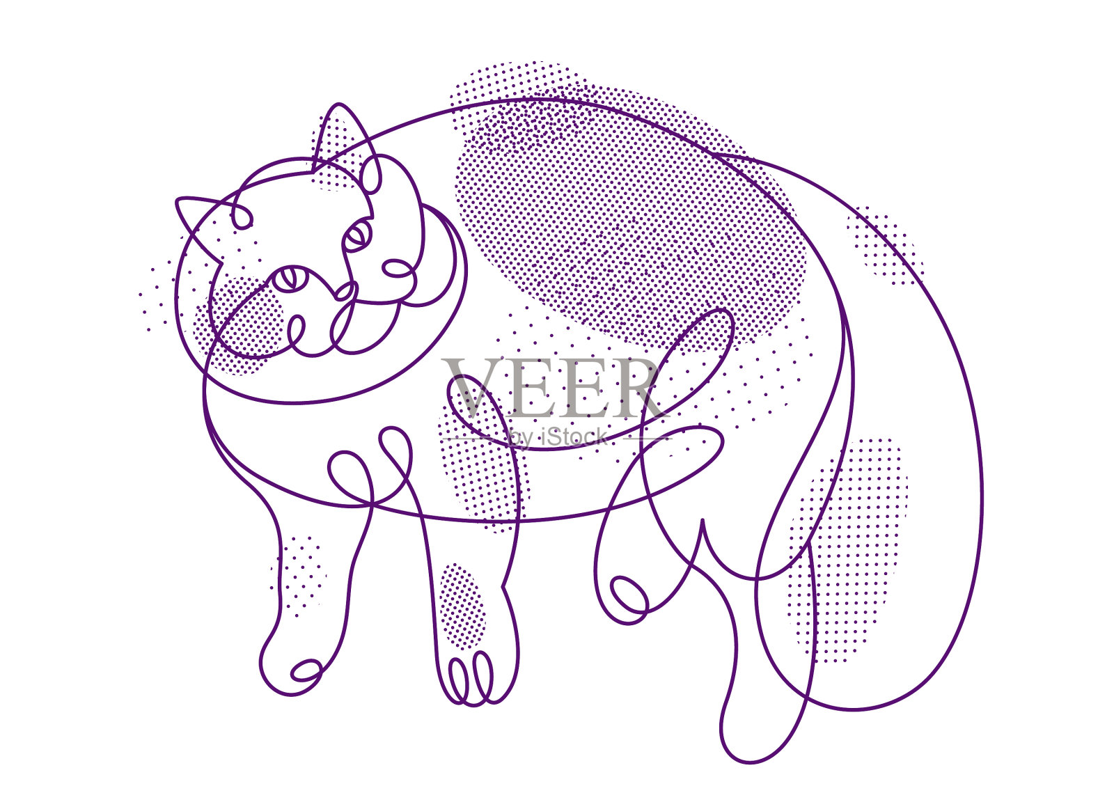 胖猫和懒猫线条艺术的直线画设计元素图片