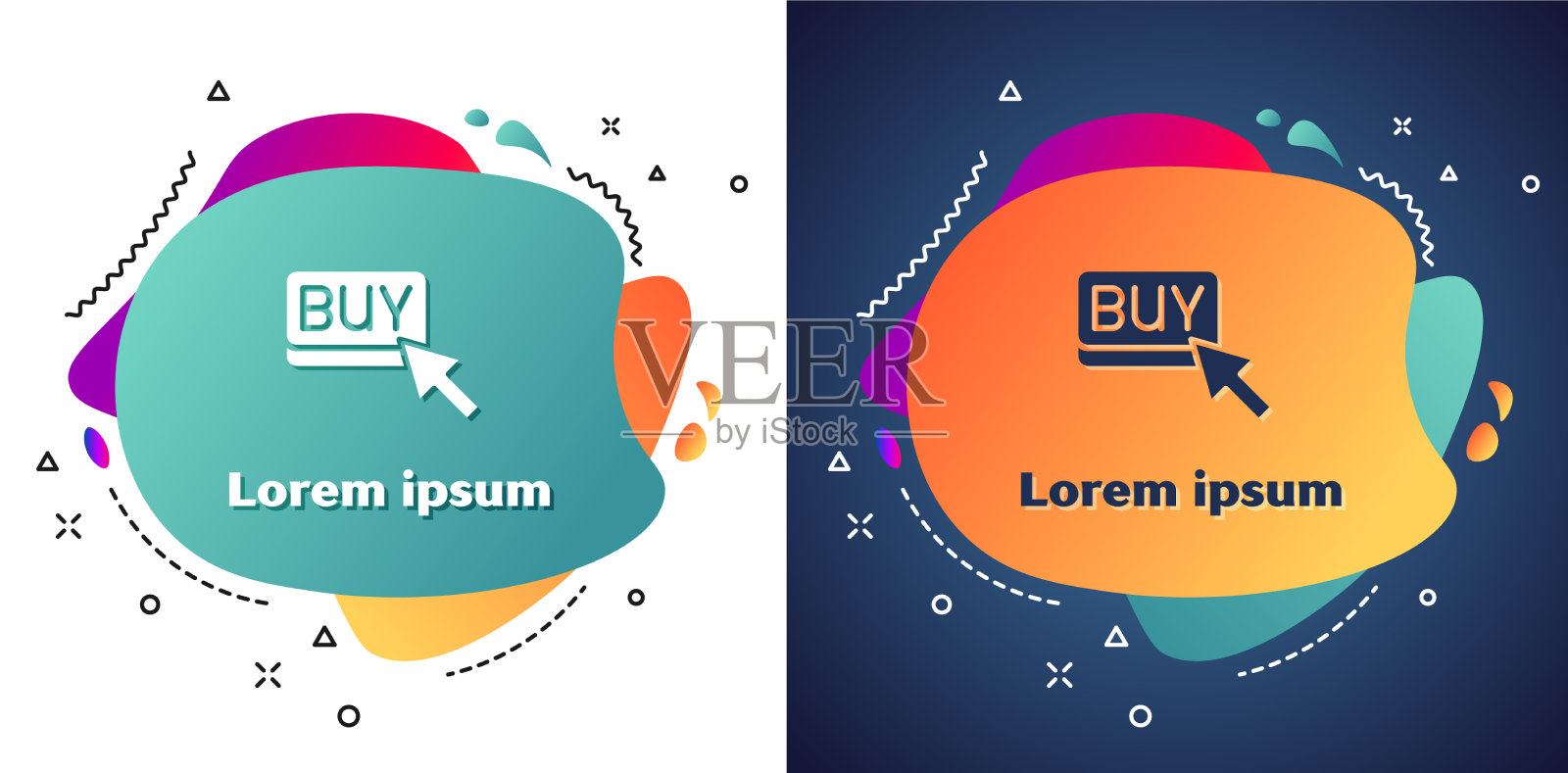 白色购买按钮图标隔离在白色和蓝色插画图片素材