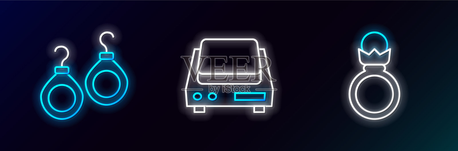 套线钻石订婚戒指和耳环图标素材