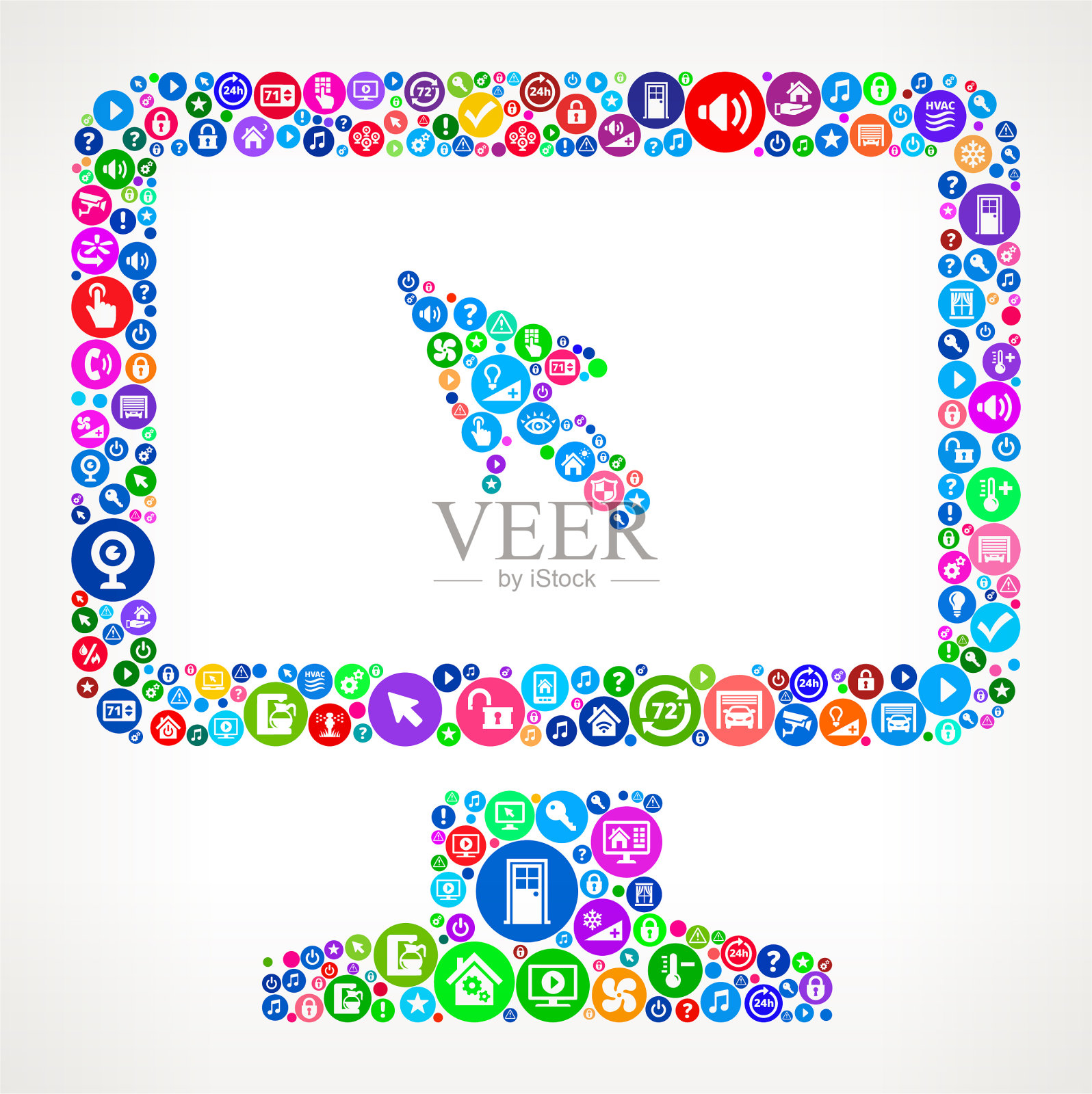 电脑显示器家庭自动化技术图标模式插画图片素材