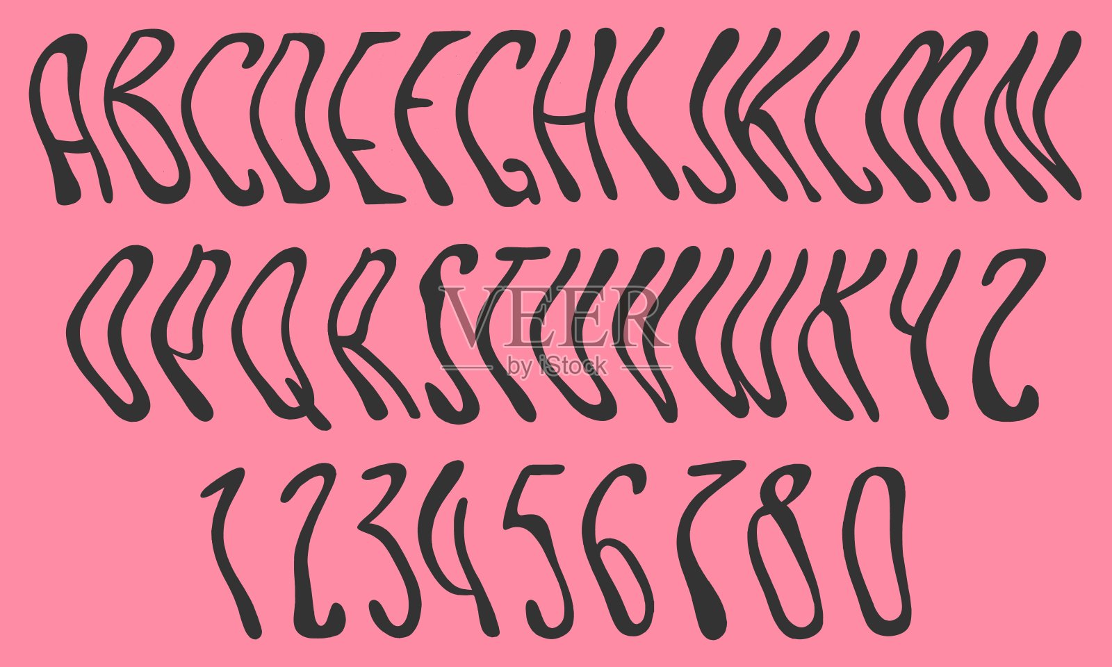 嬉皮波西米亚时髦时髦的字体来自20世纪60年代的迷幻波西米亚风格。理想的海报，拼贴，服装，音乐专辑和更多。矢量剪贴画，单个字母。插画图片素材