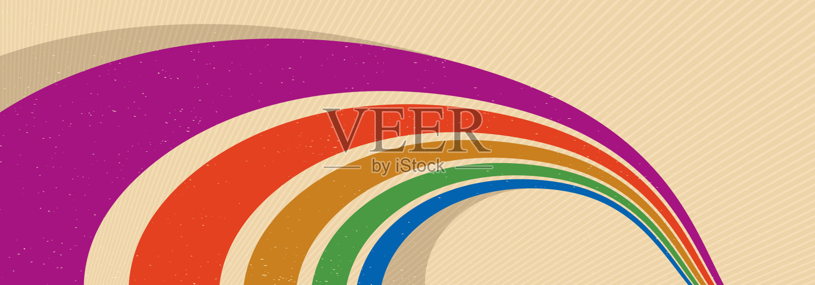 复古线条矢量抽象背景，3D立体视角复古平面设计艺术海报，70年代风格墙纸。插画图片素材