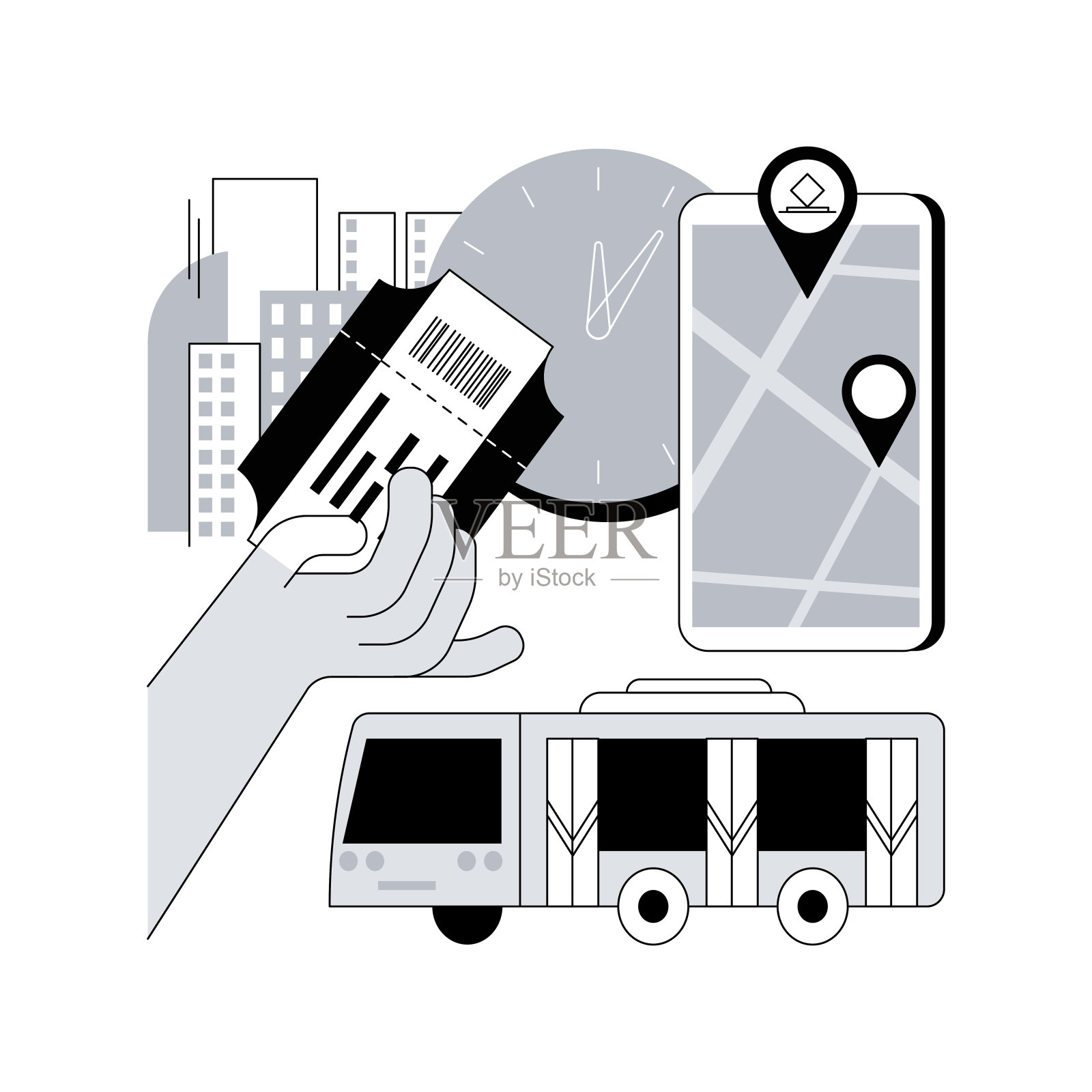 公共交通抽象概念矢量插图。插画图片素材