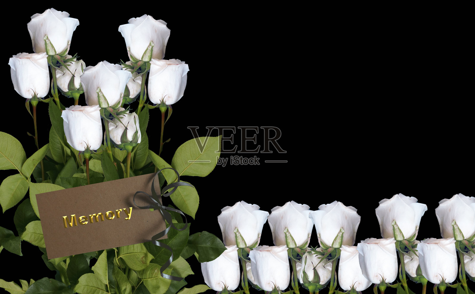 葬礼或守灵邀请，带白玫瑰。还能用作横幅吗照片摄影图片