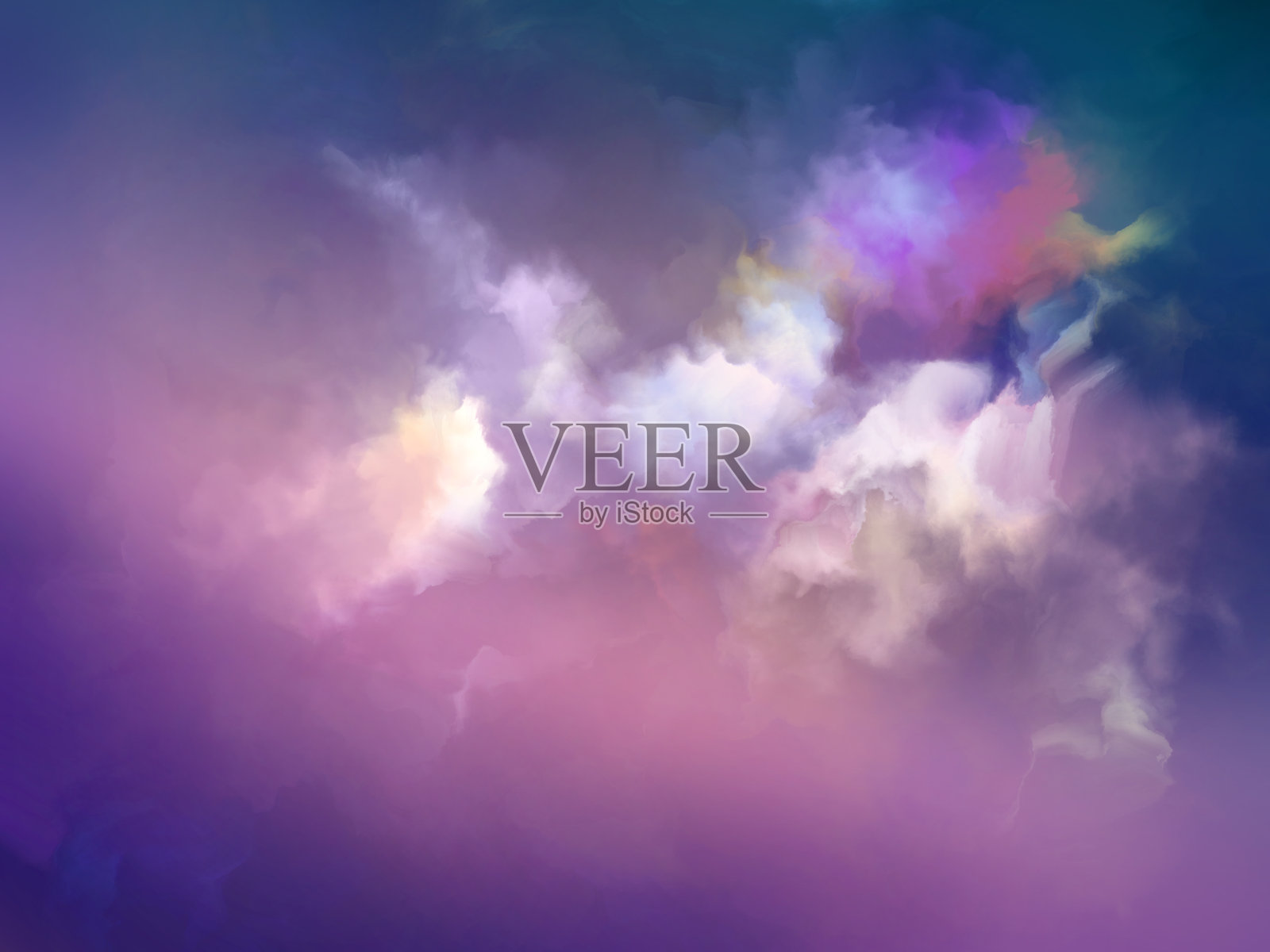 五彩缤纷的画云插画图片素材