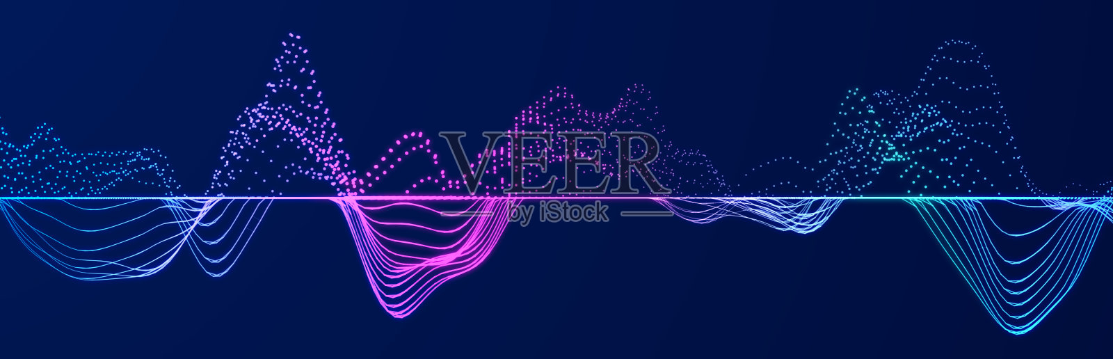 音乐浪潮。美丽的插图与连接的点和线。数字网络背景。3 d照片摄影图片