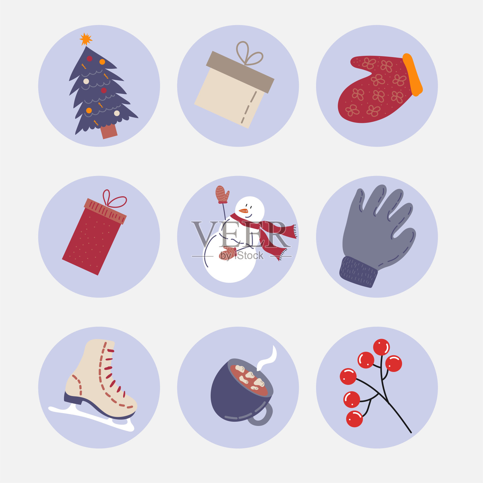 冬季矢量图。圣诞背景收藏的一部分。可以用于墙纸，图案填充，表面纹理，织物印花，包装插画图片素材