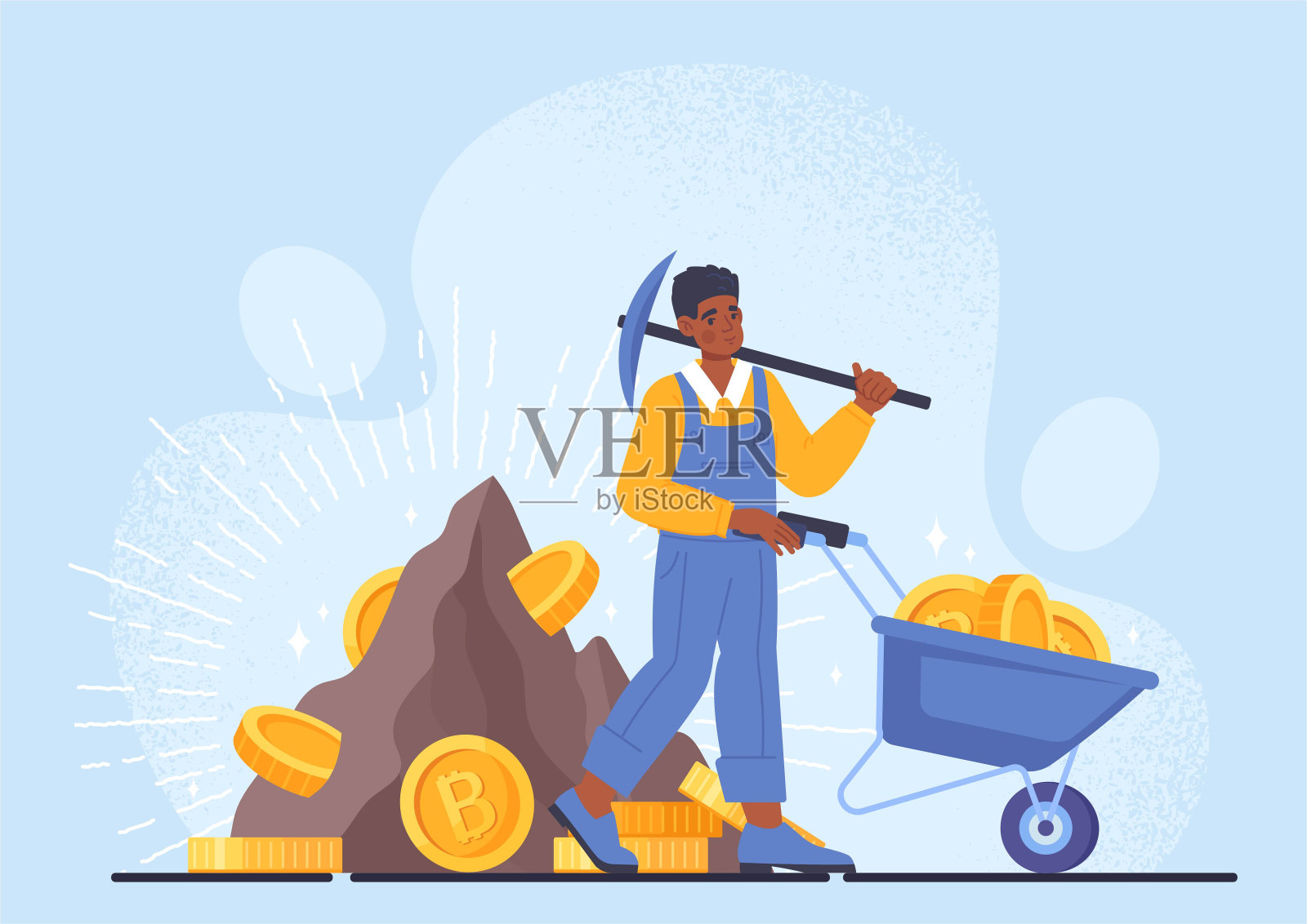 加密货币挖矿概念插画图片素材