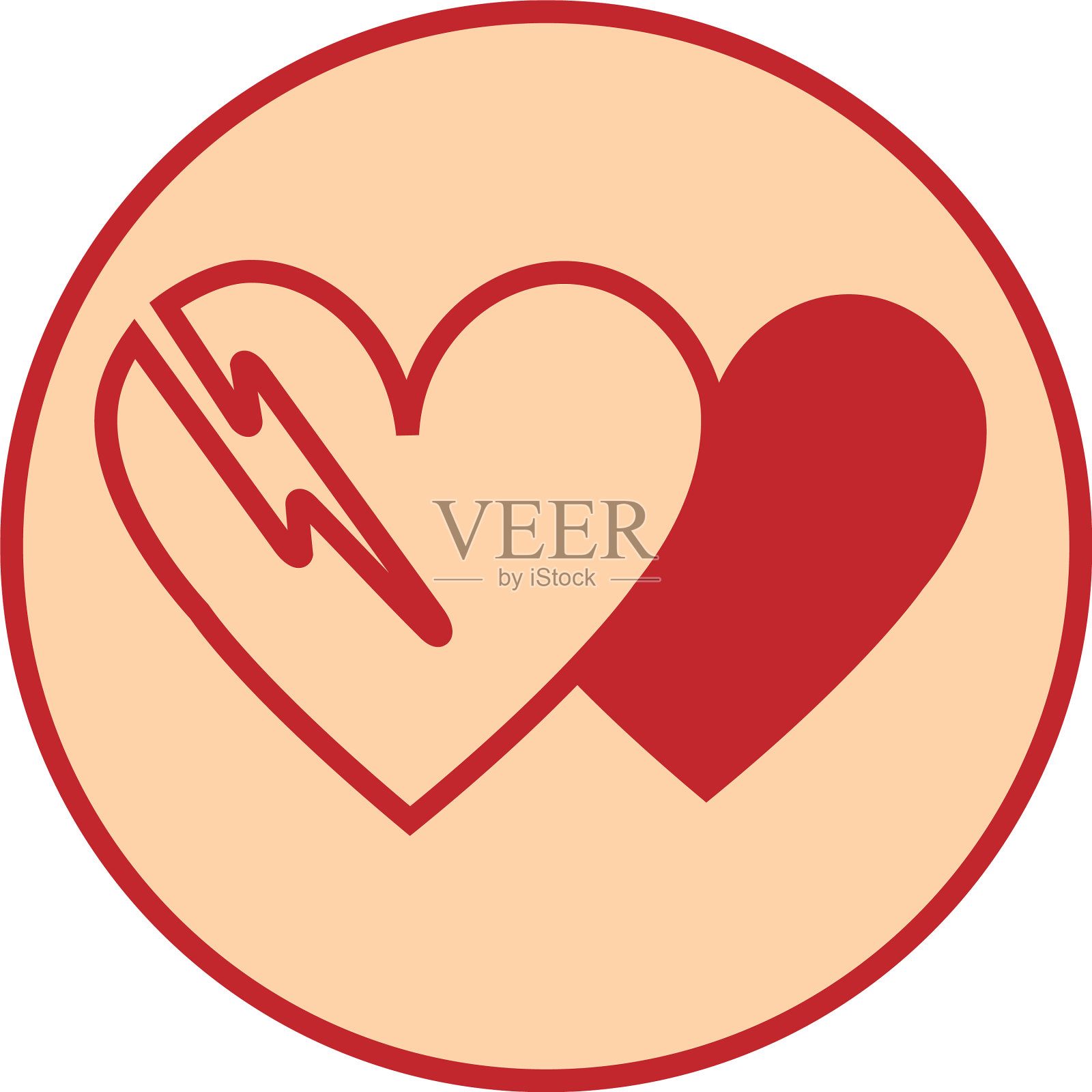 白色背景上有两颗心图标素材