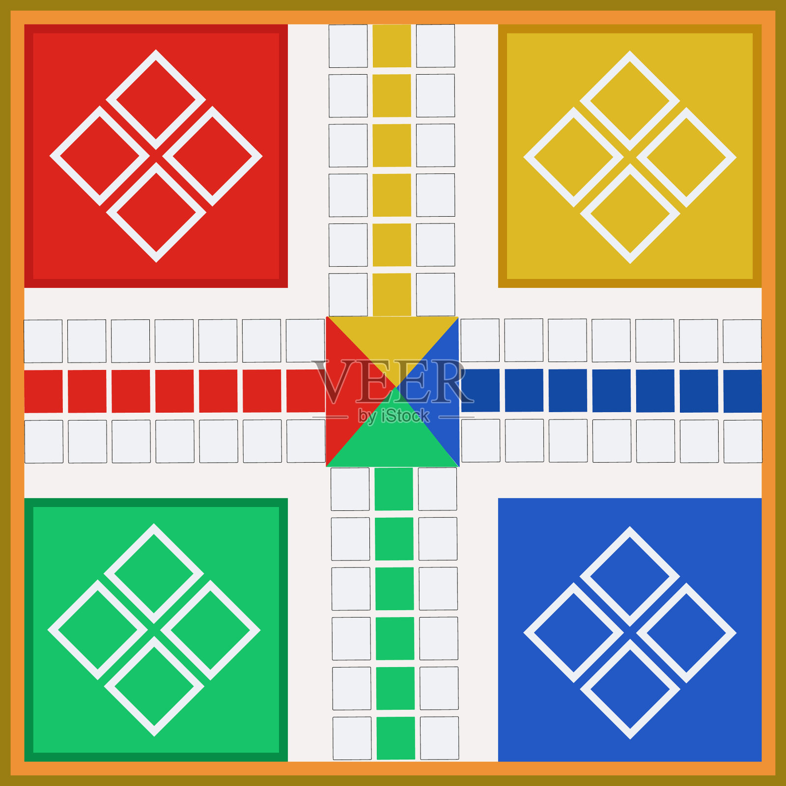 白色背景的卢多棋盘游戏设计元素图片