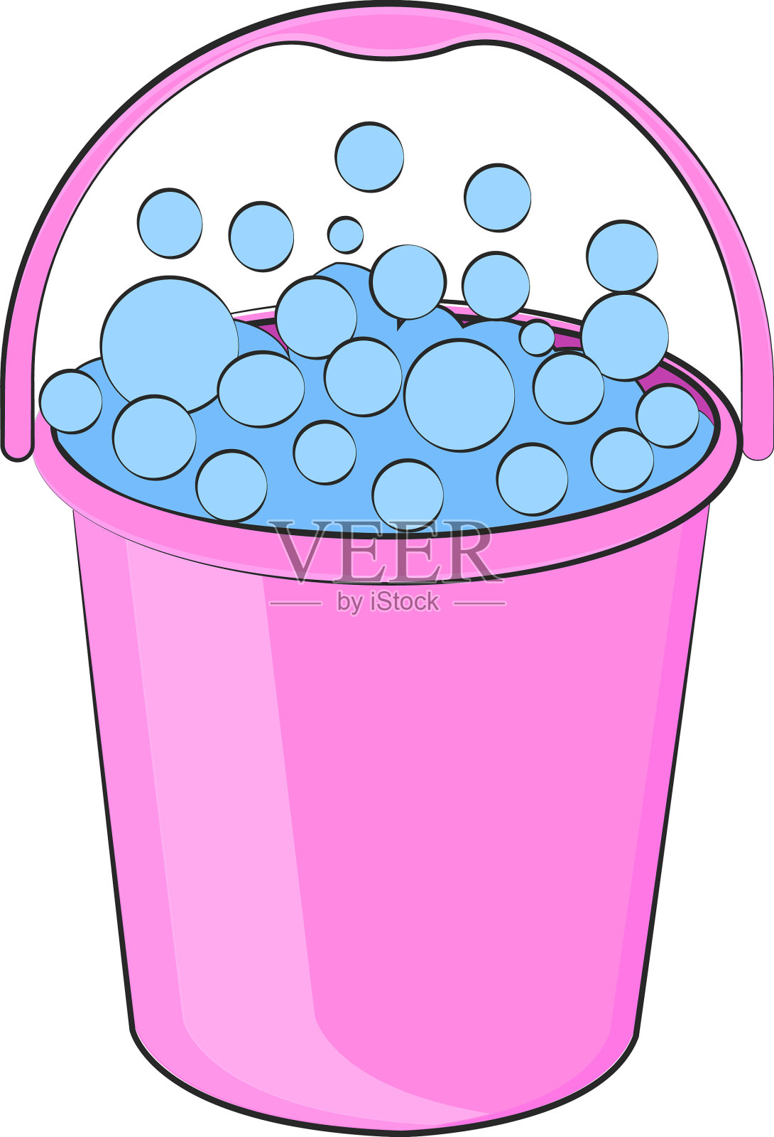 白色背景上有气泡的粉色桶设计元素图片