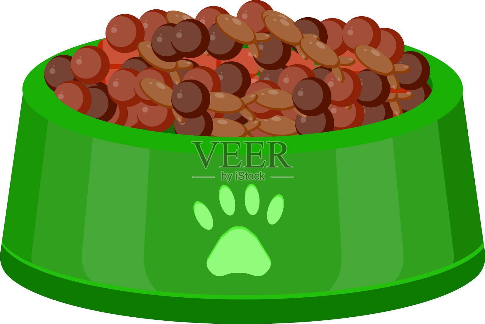 白色背景的绿色狗粮碗设计元素图片