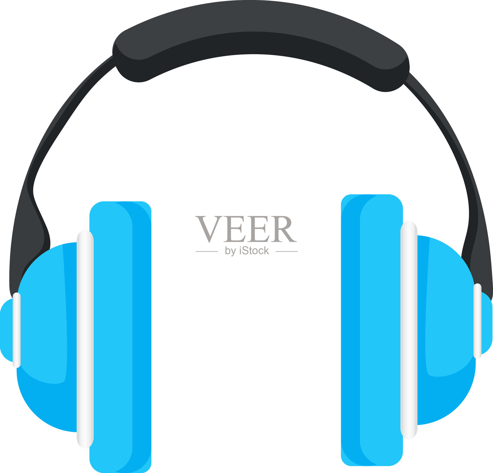 白色背景的蓝色耳机设计元素图片