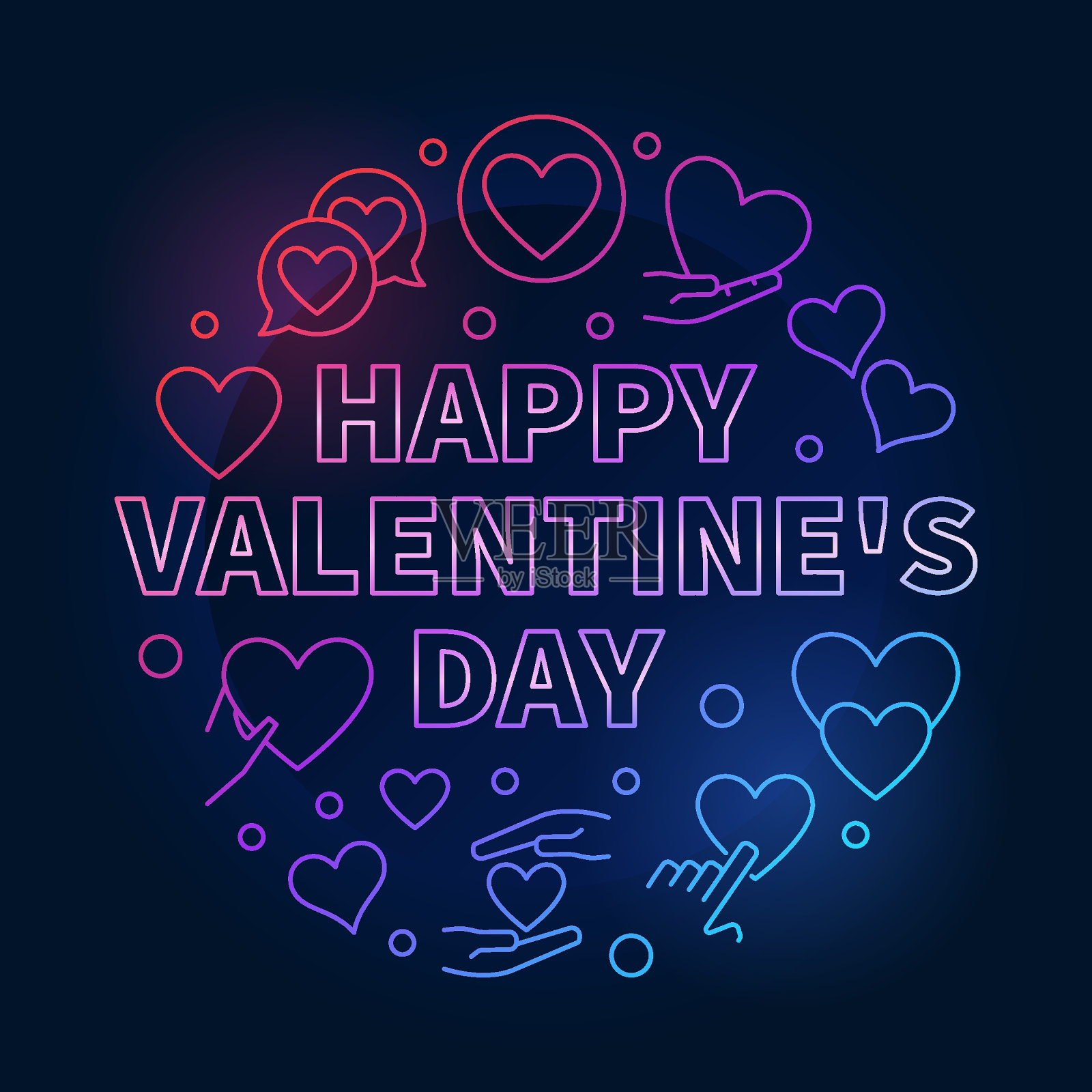 情人节快乐，圆彩线插画插画图片素材