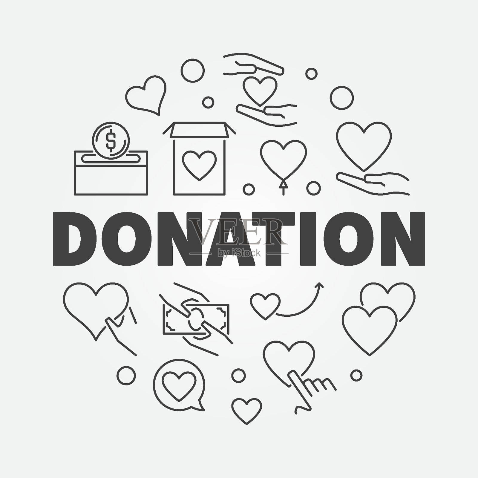 捐赠矢量圆现代轮廓插图插画图片素材