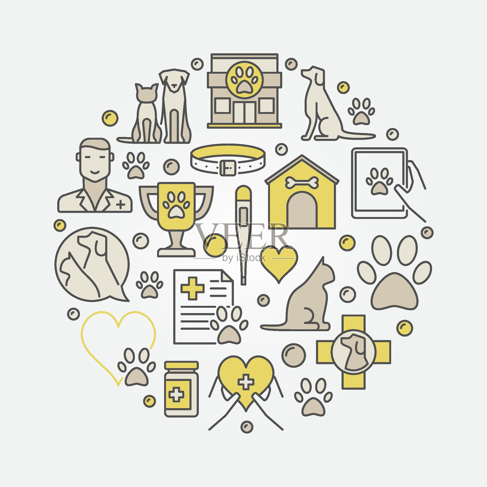 猫和狗兽医插图插画图片素材