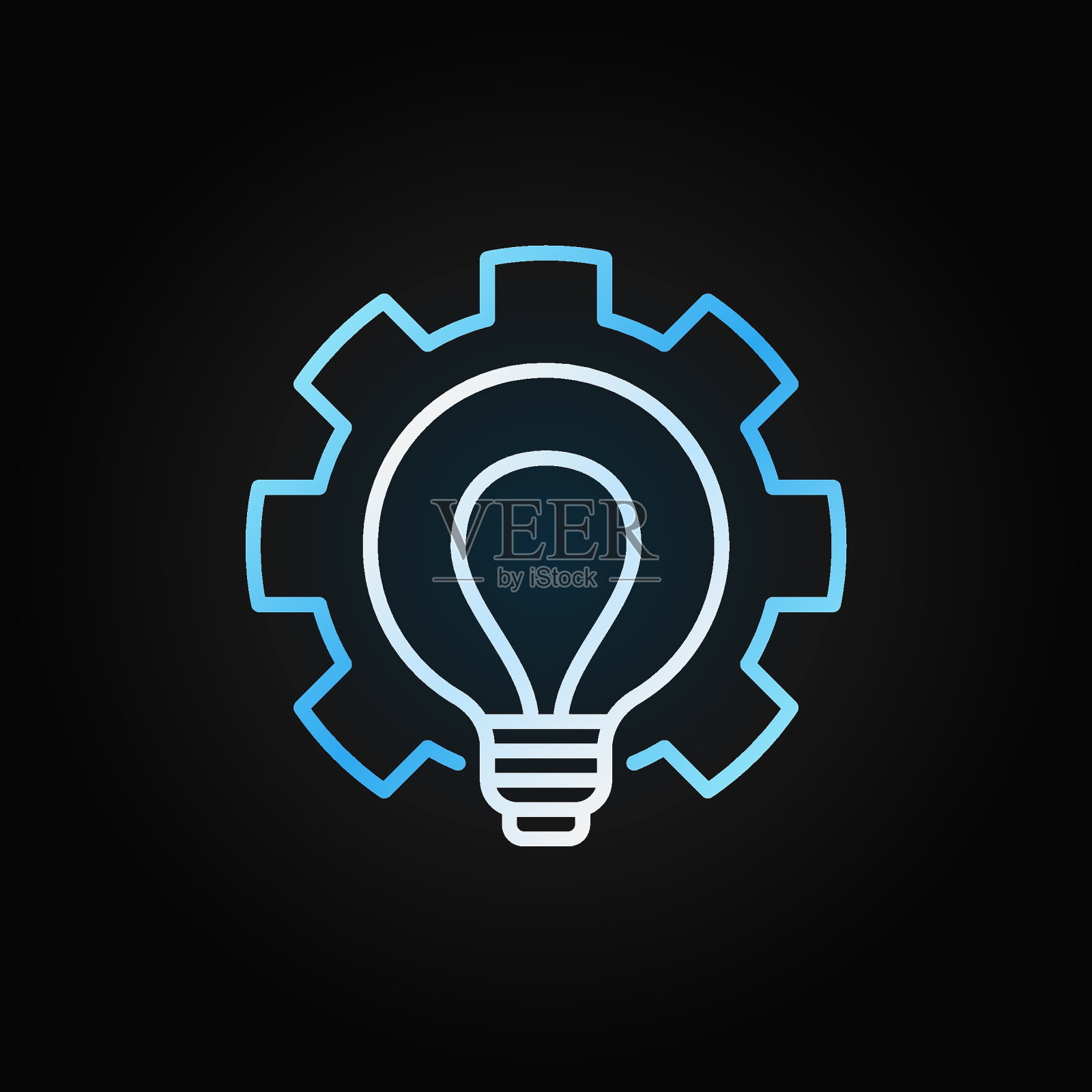齿轮或齿轮图标中的灯泡。矢量齿轮与灯泡内部插画图片素材