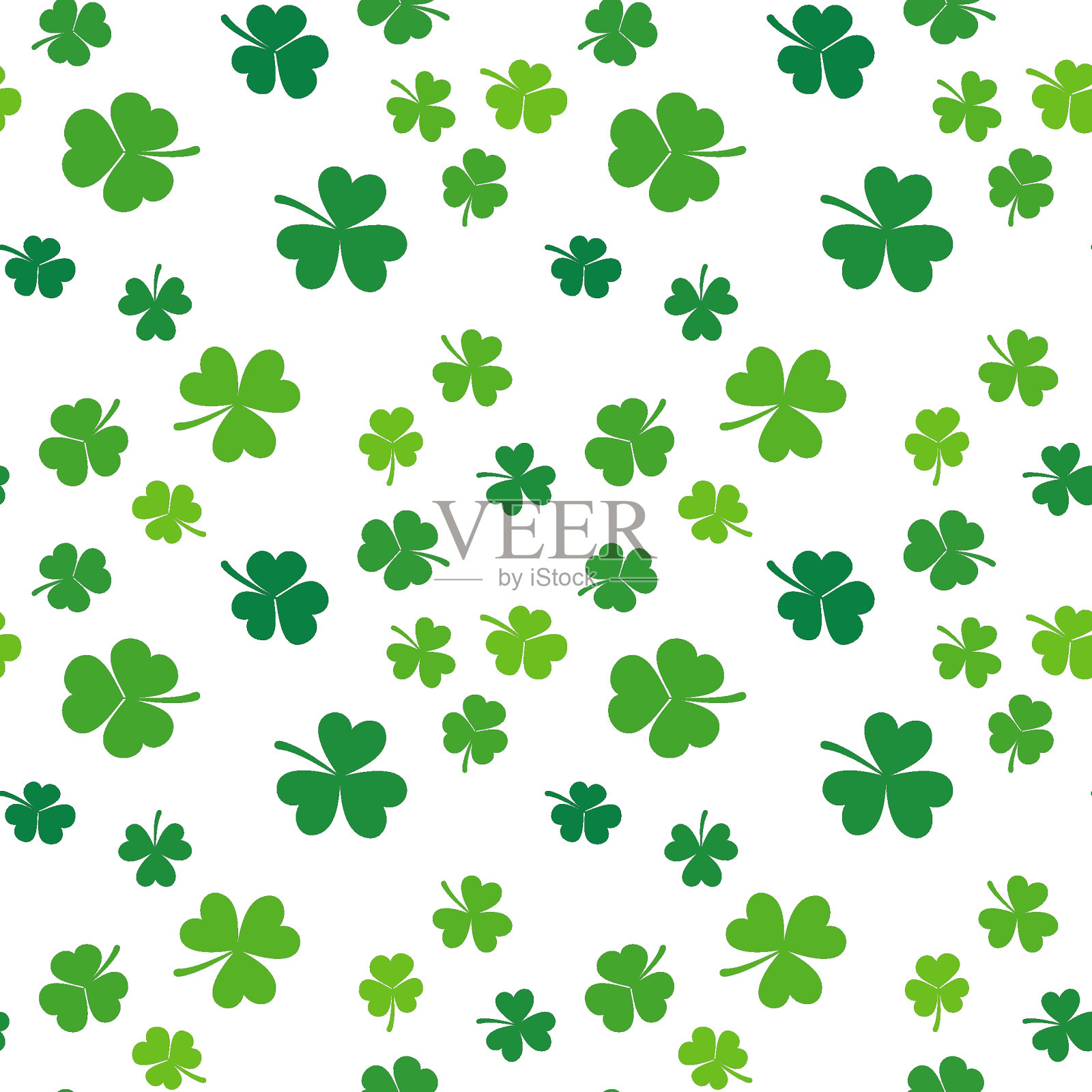 三叶草矢量无缝图案。圣帕特里克节的背景插画图片素材