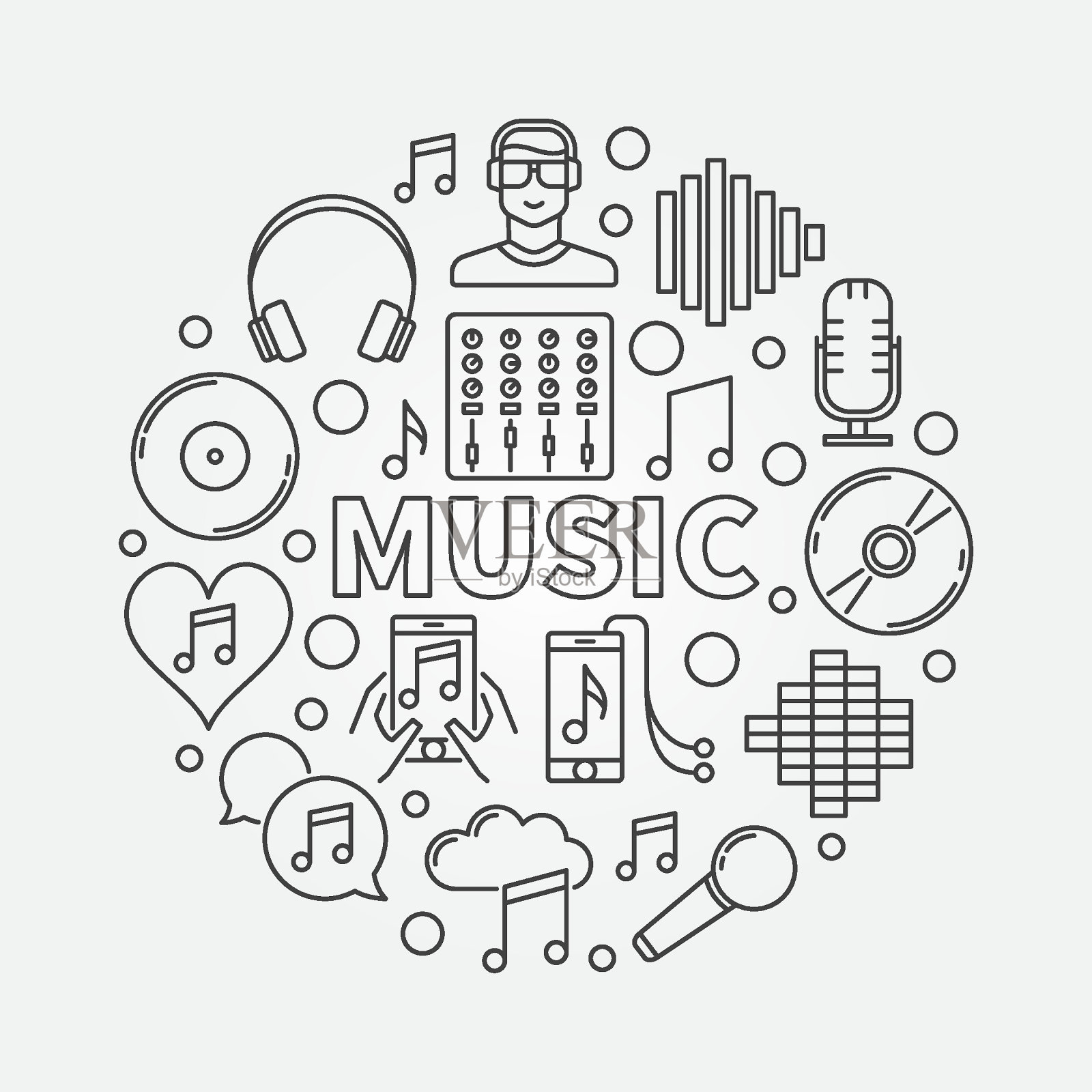 音乐线圆插图插画图片素材