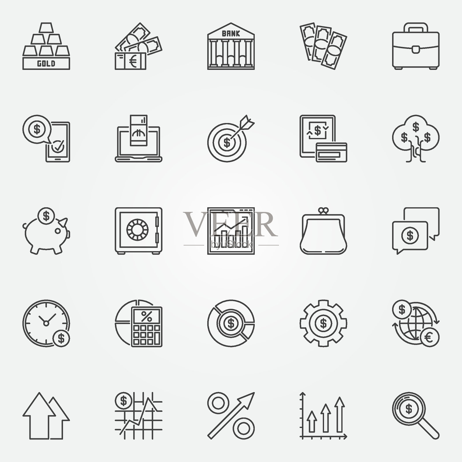 投资偶像套装图标素材