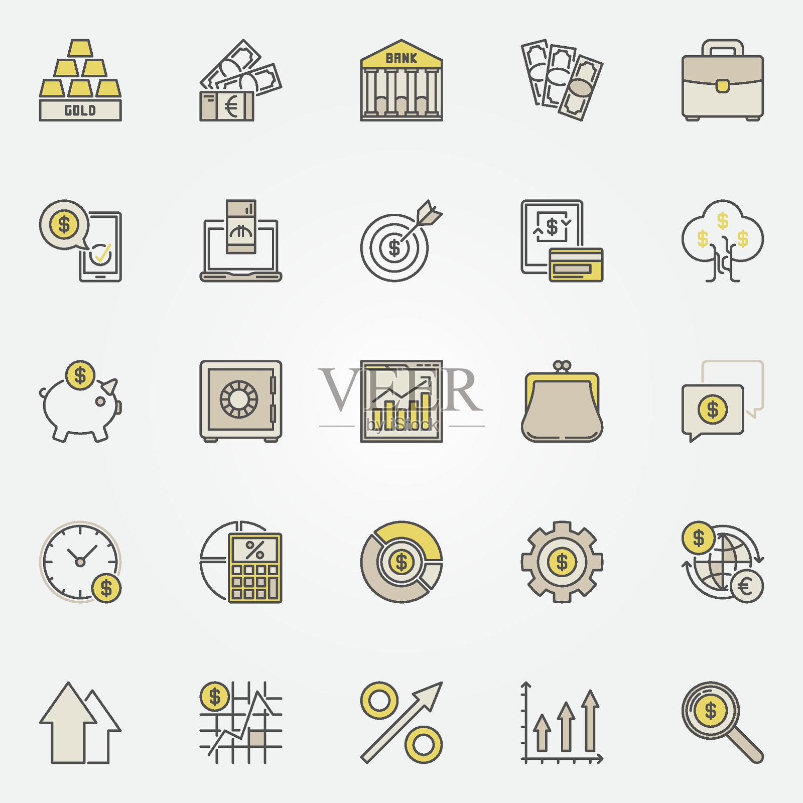 金钱和投资的彩色图标图标素材