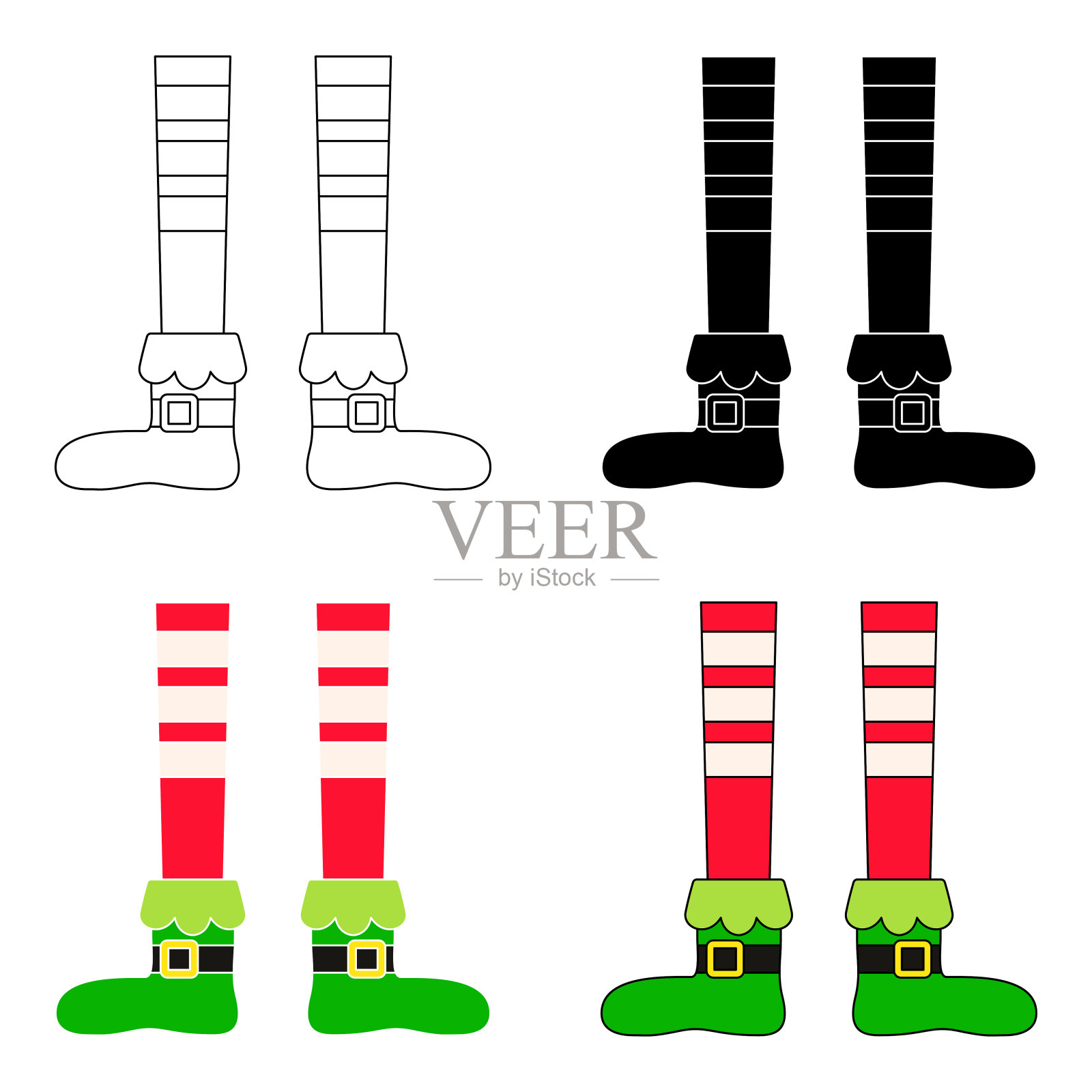 一套精灵脚在平面风格孤立设计元素图片