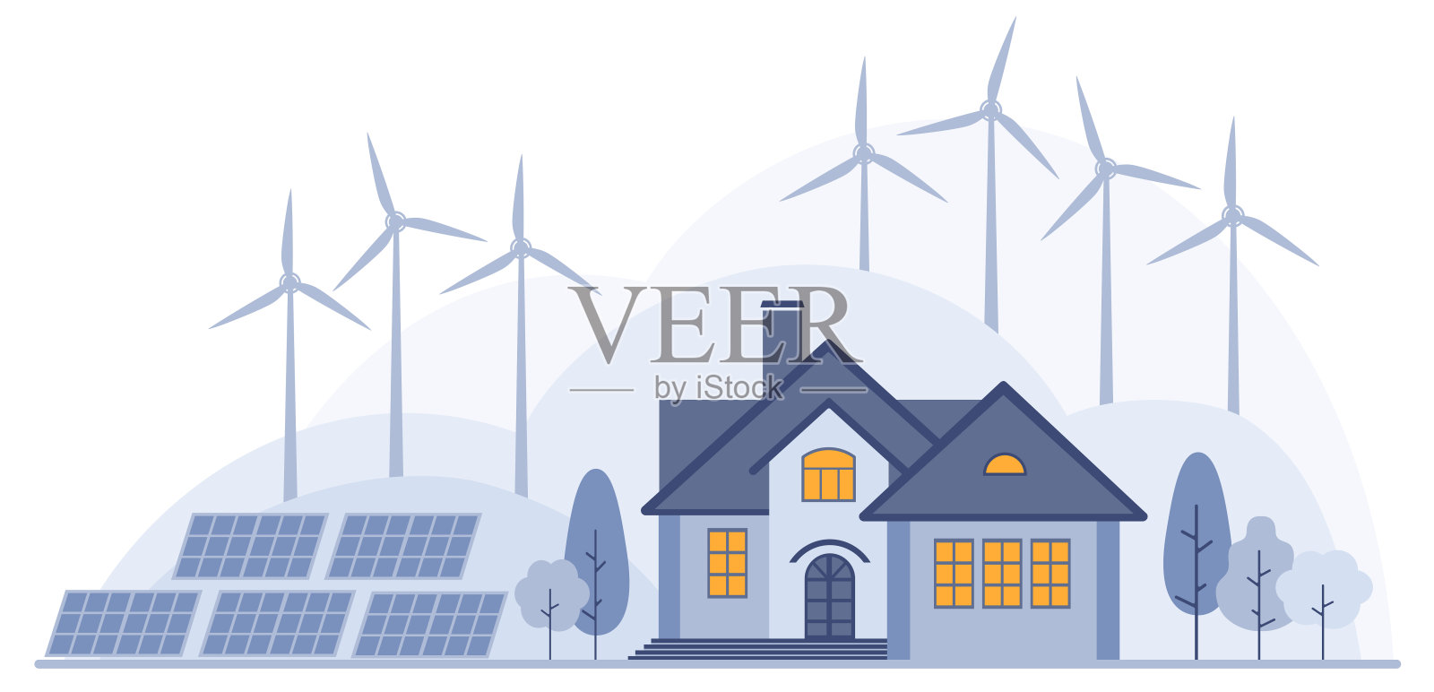 绿色能源。能源效率和可持续性的概念。电力生产和消费插画图片素材