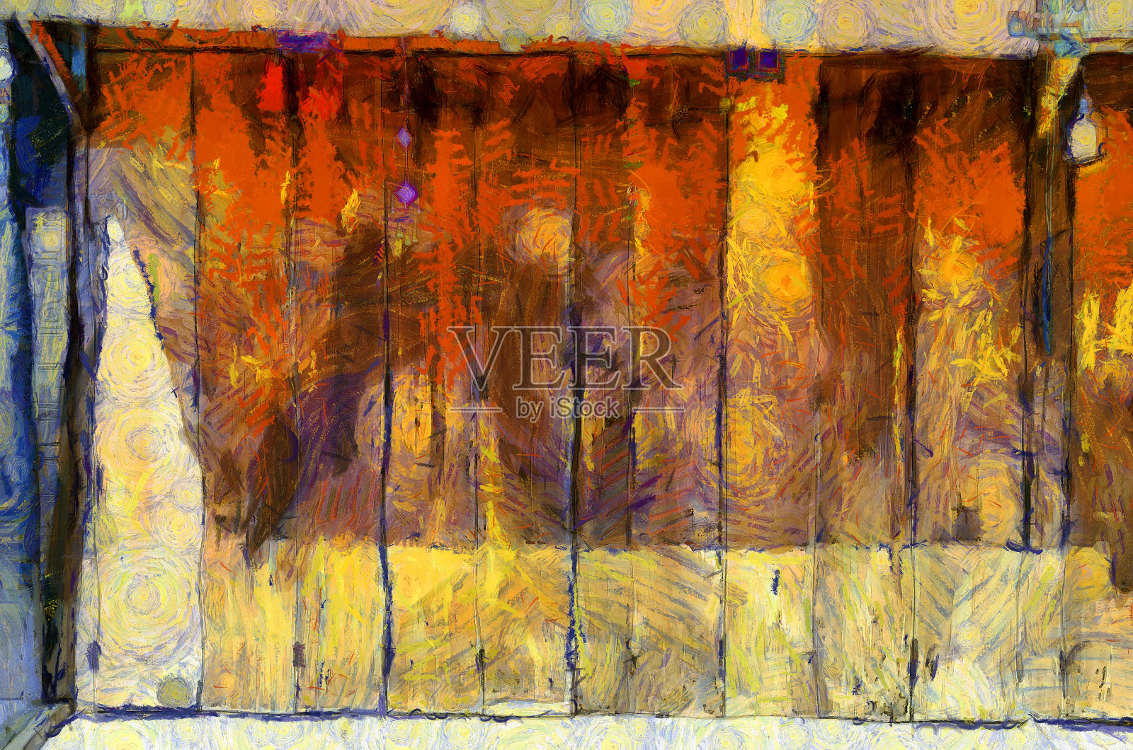 插画创造了一种印象派的绘画风格。插画图片素材