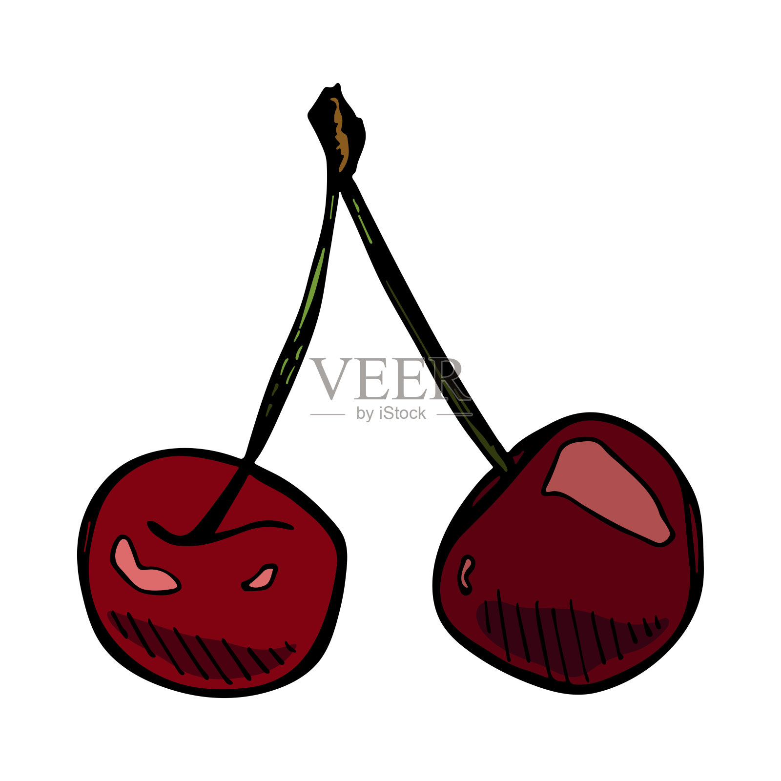 手绘樱桃剪贴画插画图片素材
