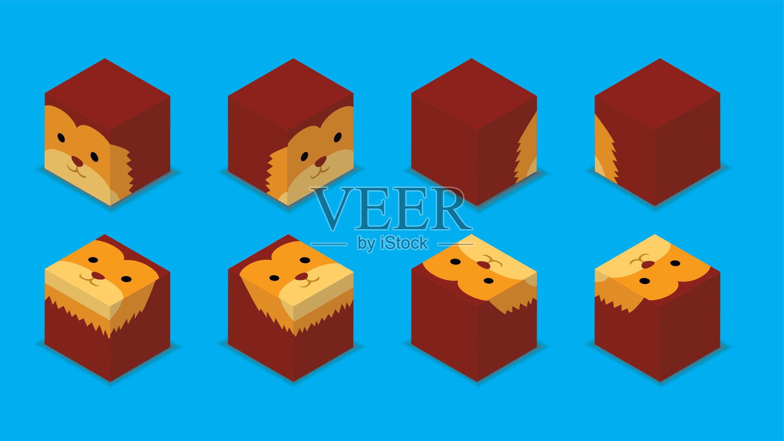 动物骰子3D字符动物狮子卡通矢量插画图片素材