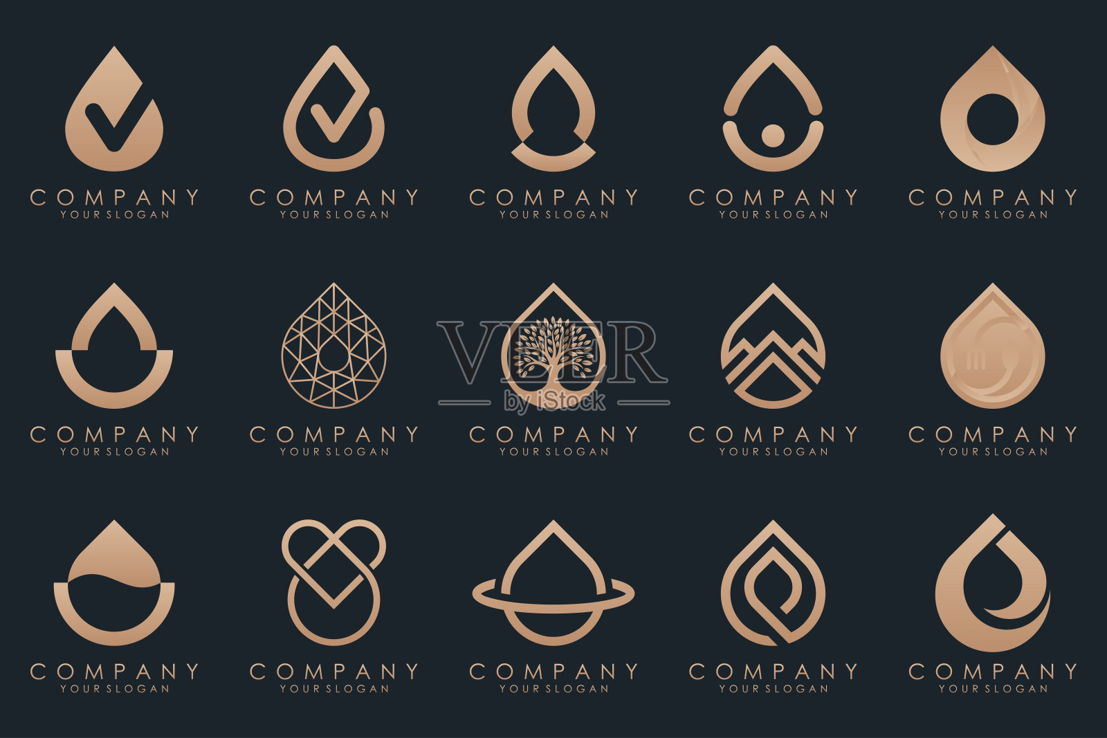 创意水滴标志图标集。设计元素图片