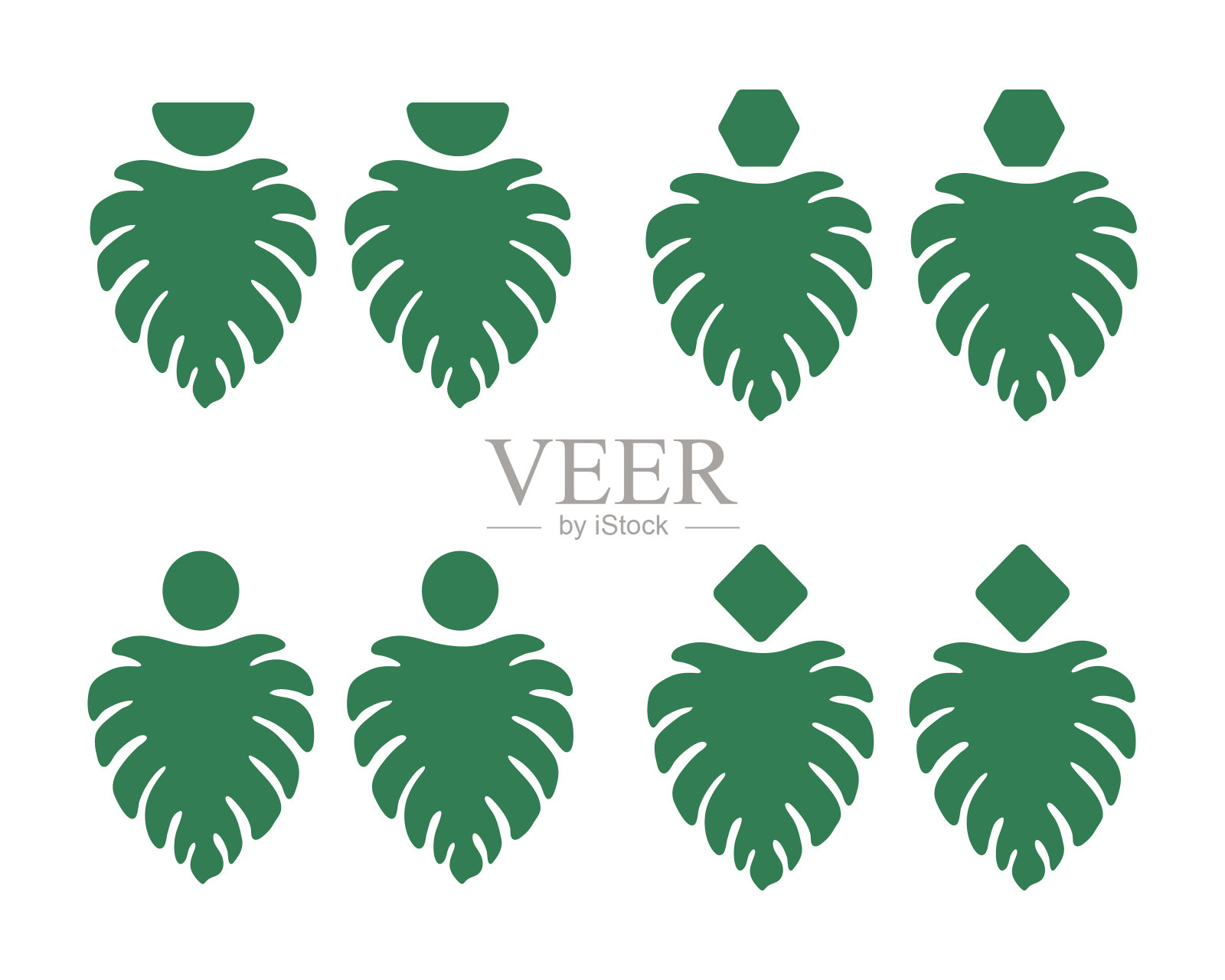 蓬莱蕉耳环。很酷的独立珠宝元素。Eco配件。插画图片素材