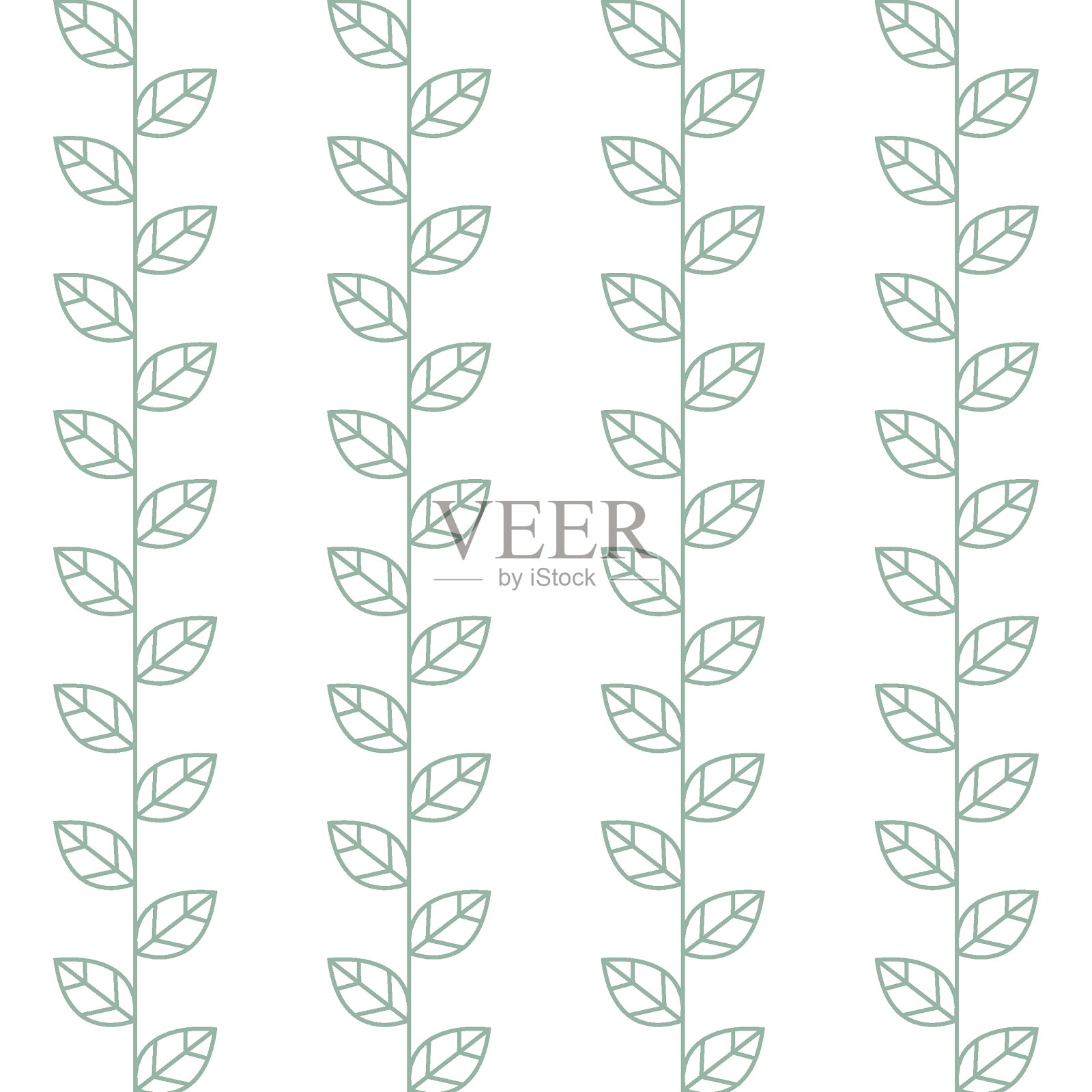 无缝模式与线性简单的叶子。可用于包装、墙纸、包装背景、卡片。插画图片素材