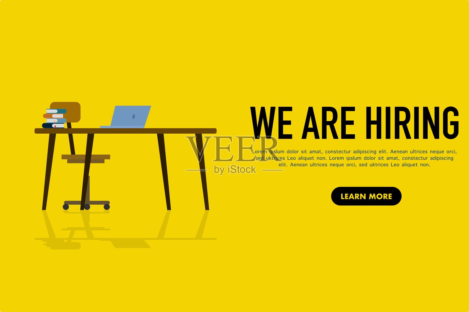 招聘招聘公开空缺设计信息标签模板。我们正在招募加入。矢量插图孤立在黄色背景上插画图片素材