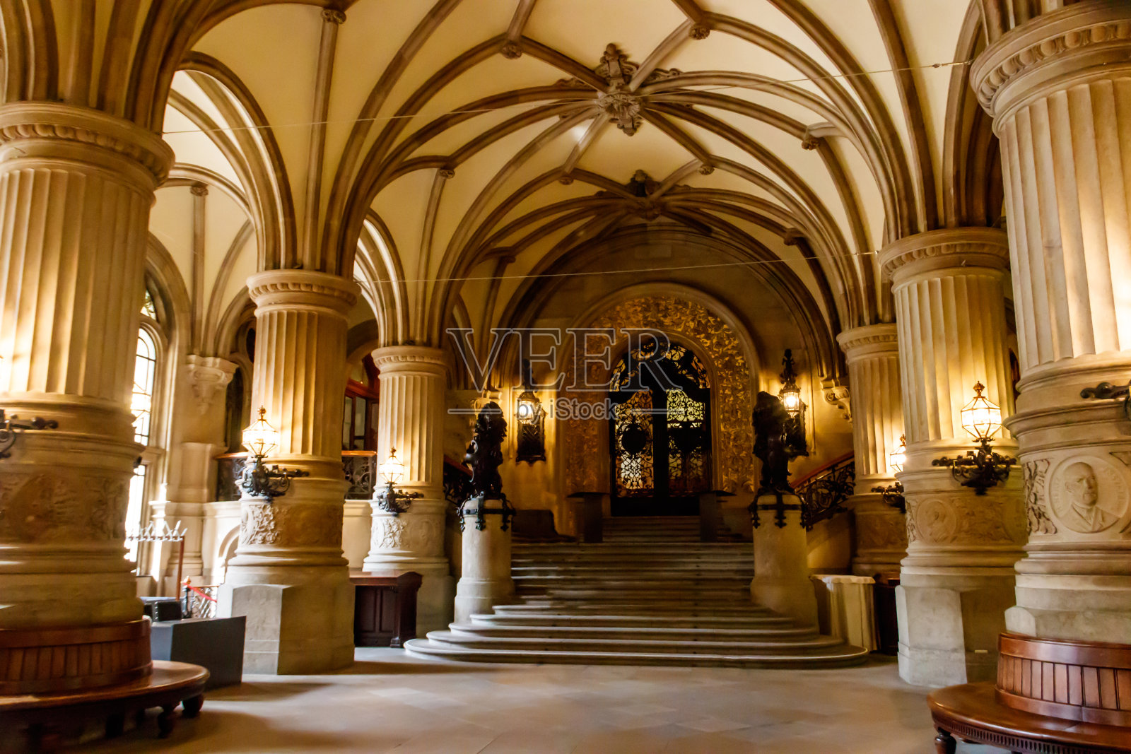 德国汉堡市政厅或Rathaus的内部照片摄影图片