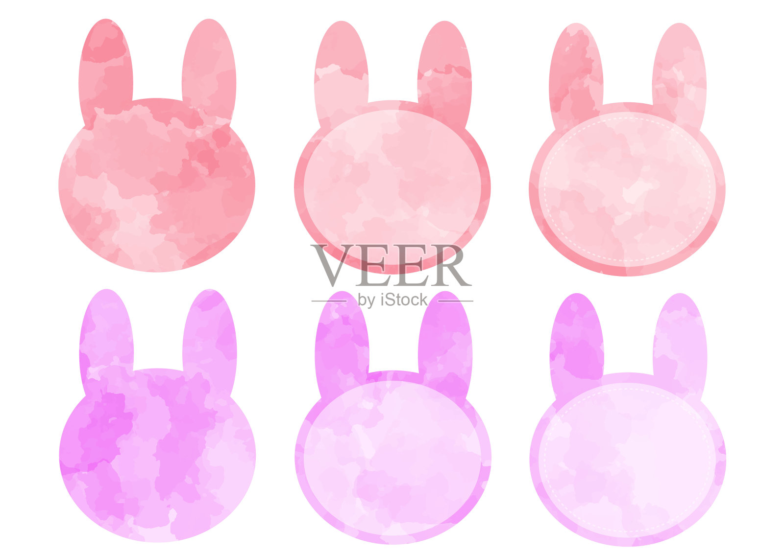 可爱的兔子形框架水彩粉色材质套装设计元素图片