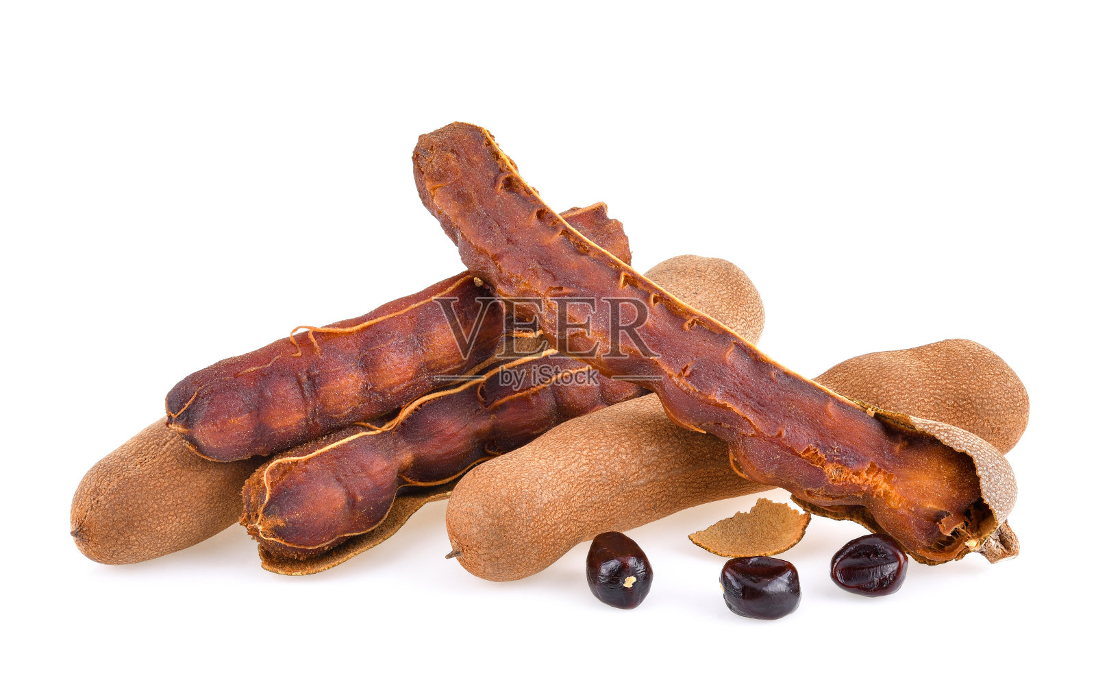 白色背景下的甜罗望子照片摄影图片