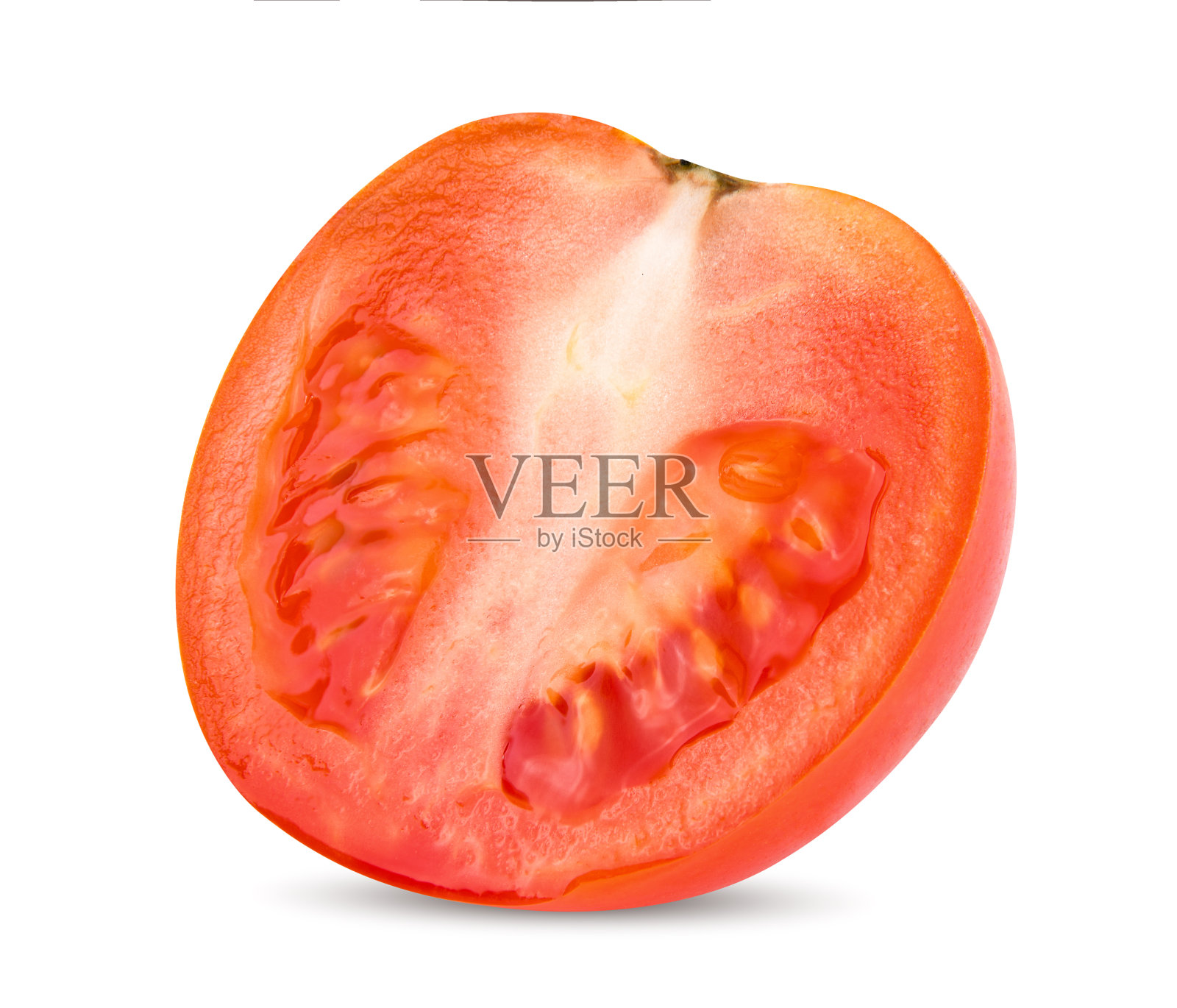 番茄切片单独在白色。带有剪切路径照片摄影图片