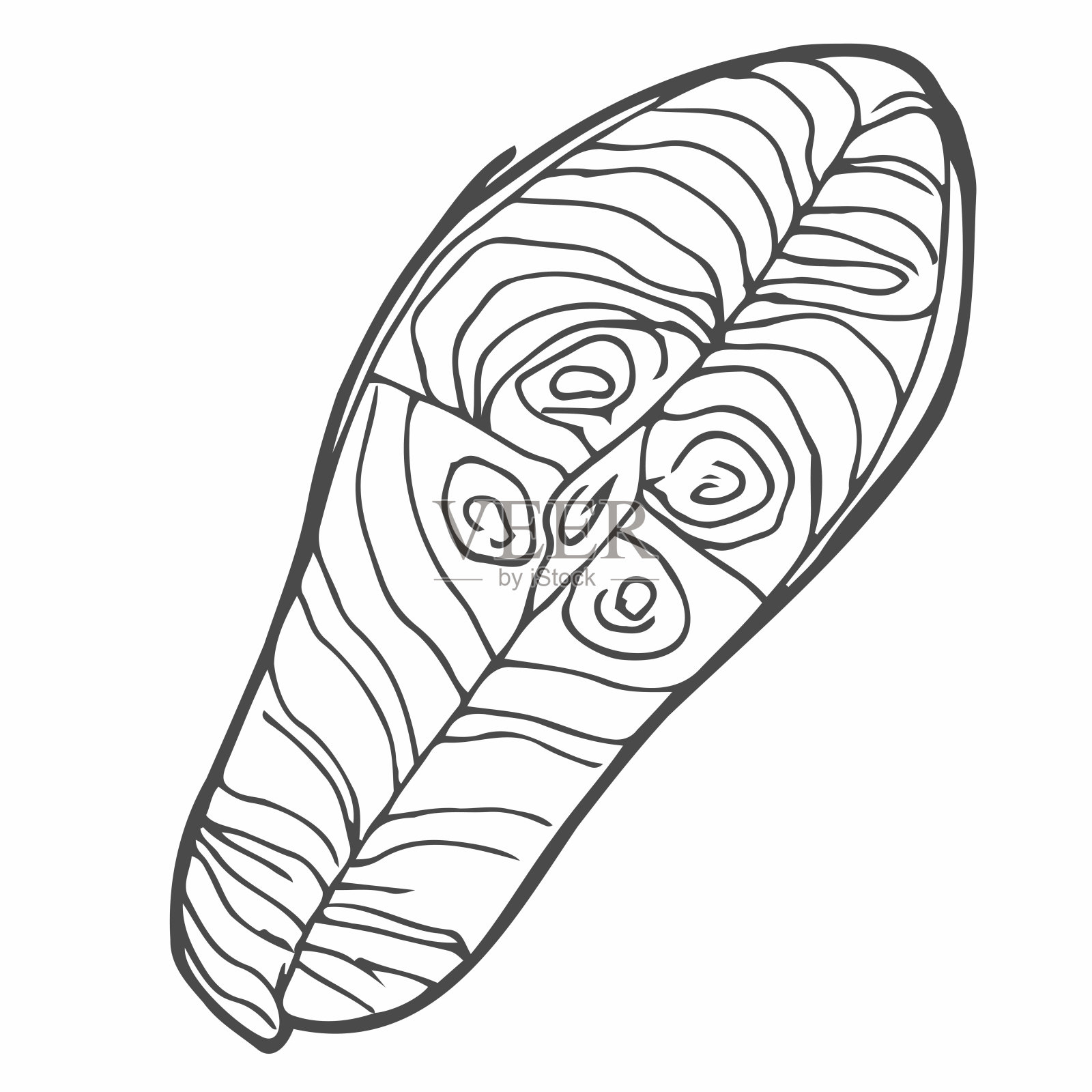 红色鱼排的矢量图。线性鳟鱼排。孵化。手绘。咖啡馆，餐馆，菜单。鲑鱼，鲑鱼，鳟鱼。插图在一个白色孤立的背景插画图片素材