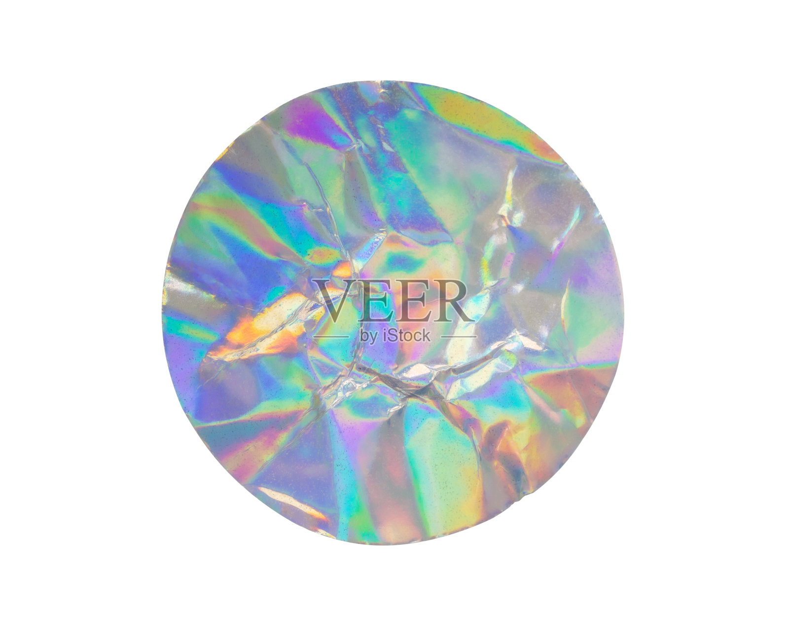 空白圆形胶粘剂全息箔不干胶标签隔离在白色背景照片摄影图片