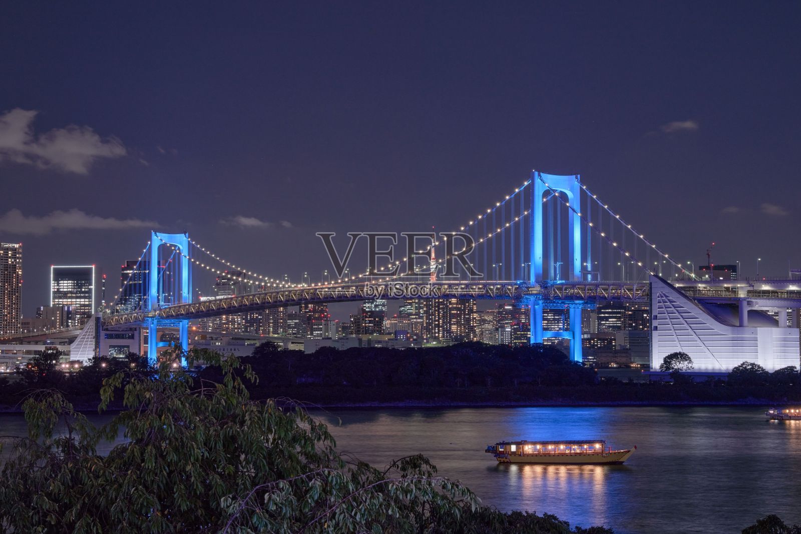 日本东京彩虹桥的迷人夜景照片摄影图片