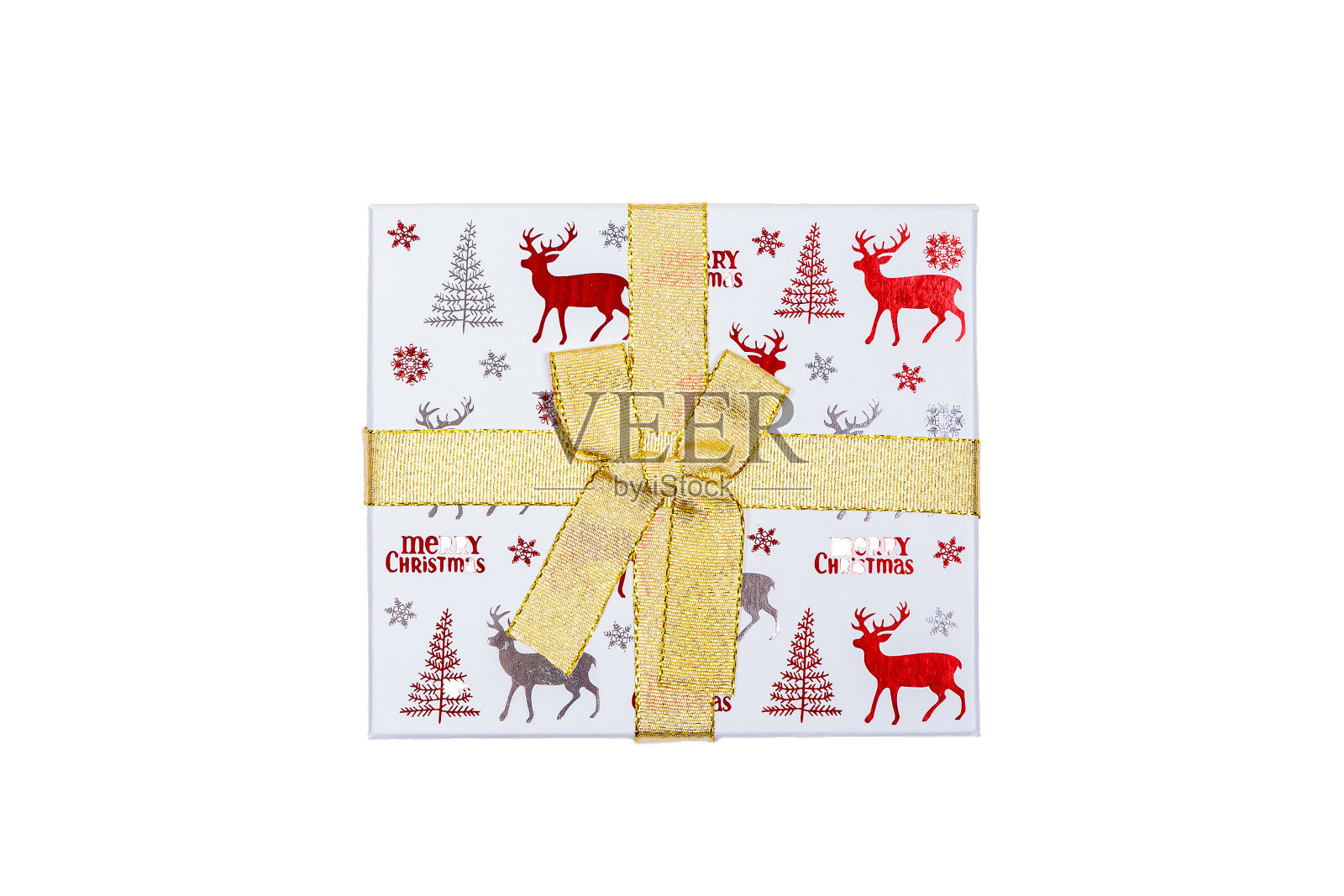 圣诞横幅，白色背景的节日盒子。照片摄影图片